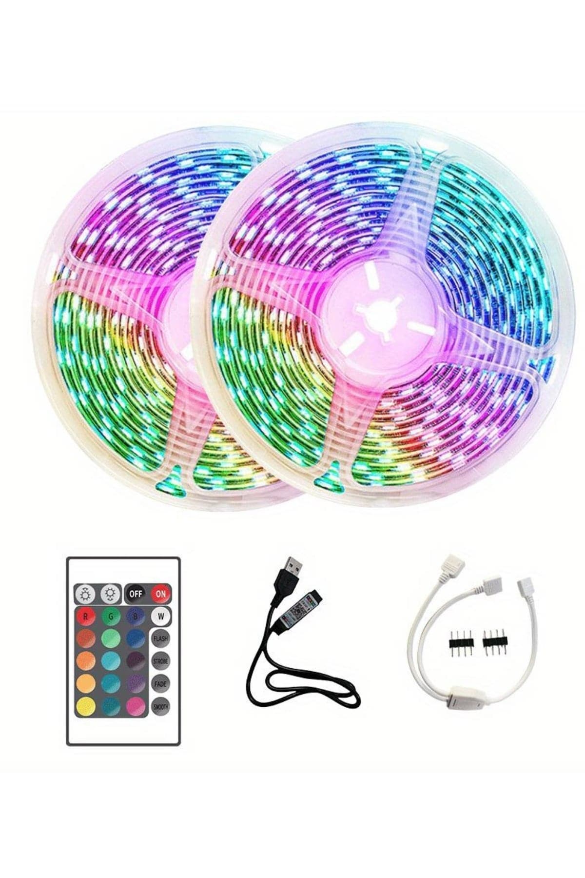 10M Şerit Led İç Mekan Renkli Rgb Şerit Led Kumandalı 3