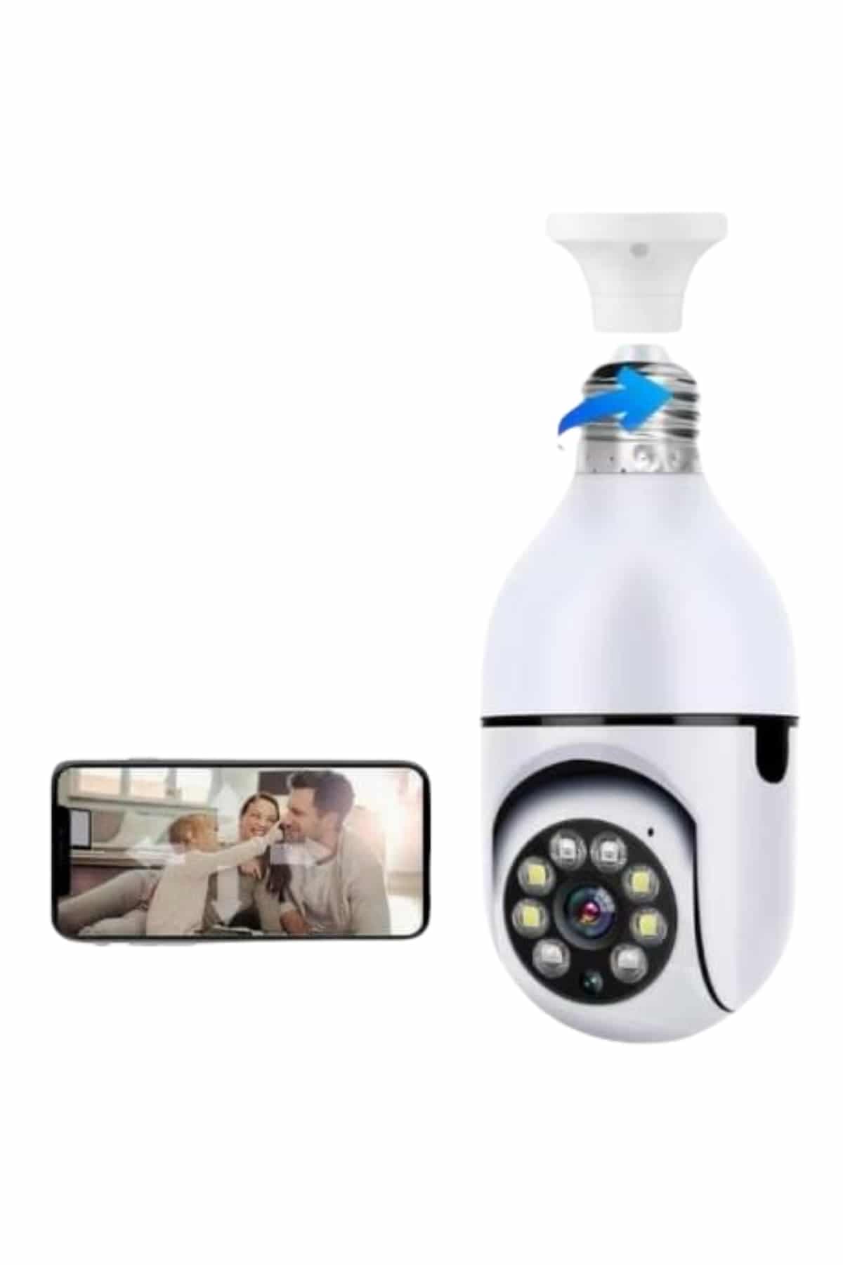 Wifi Güvenlik Kamerası Çift kameralı Ampule Takılabilir Sensörlü 3