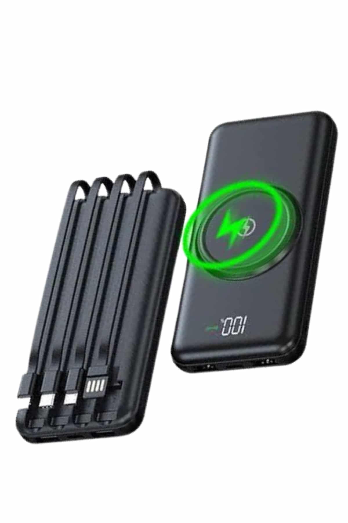 Wireless Powerbank 10000 Mah LED Ekranlı Dahili Kablolu Hızlı Şarj 3