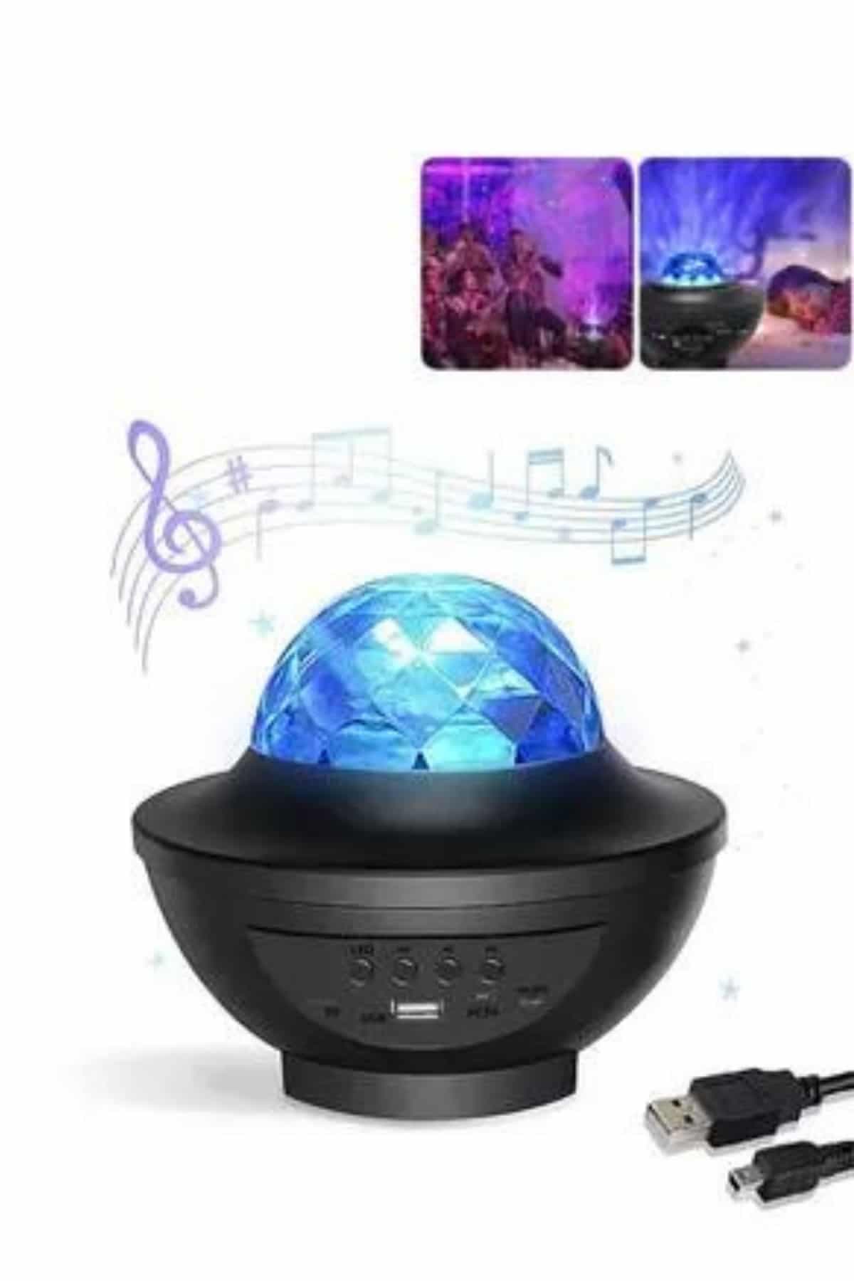 Masa ve Gece Lambası Renkli Projektör Işıklı Disko Topu Bluetooth Hoparlör 3