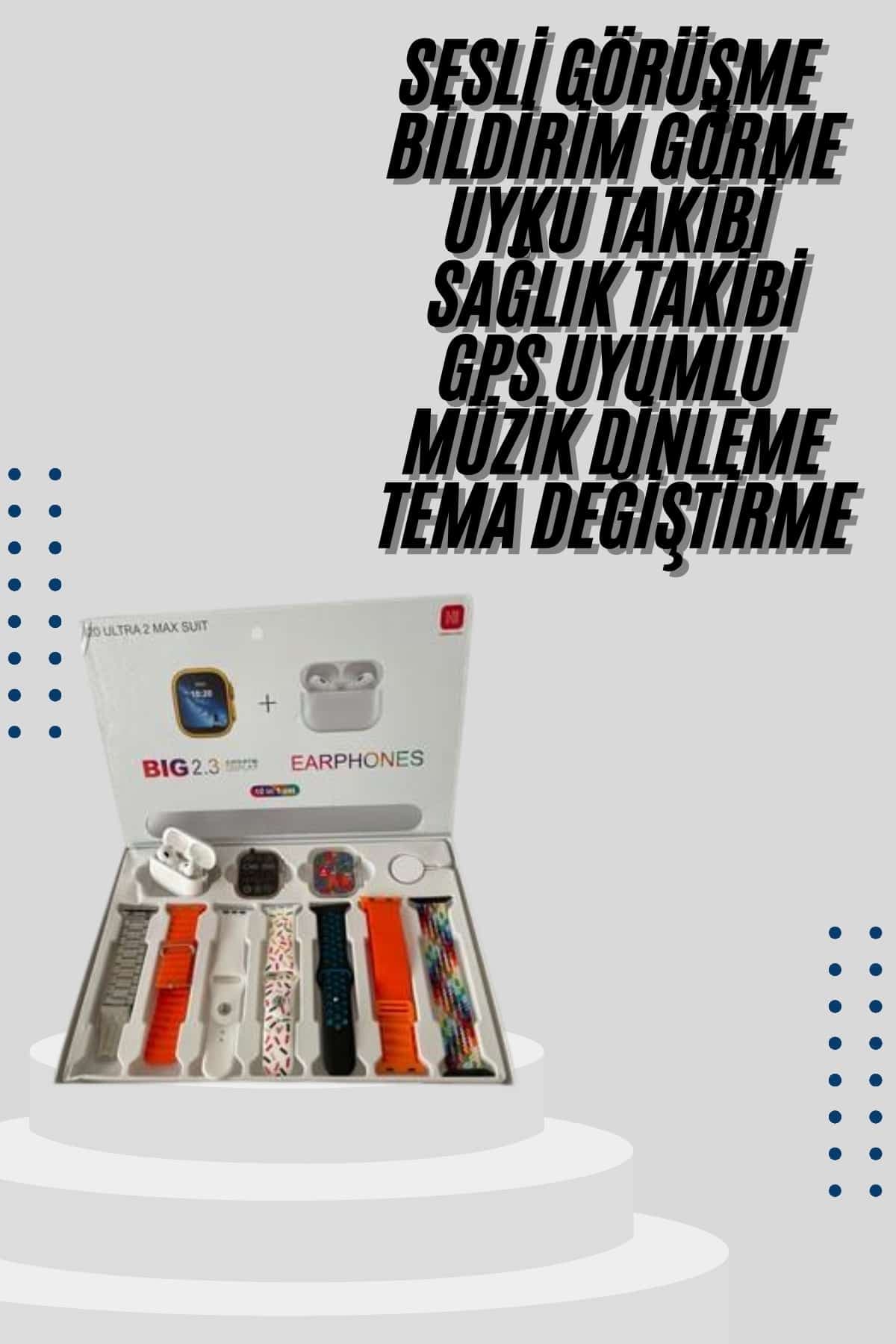 9 Ultra Akıllı Saat 49mm 2inç Ekran 7 Kordonlu ve Bluetooth Kulaklık 3