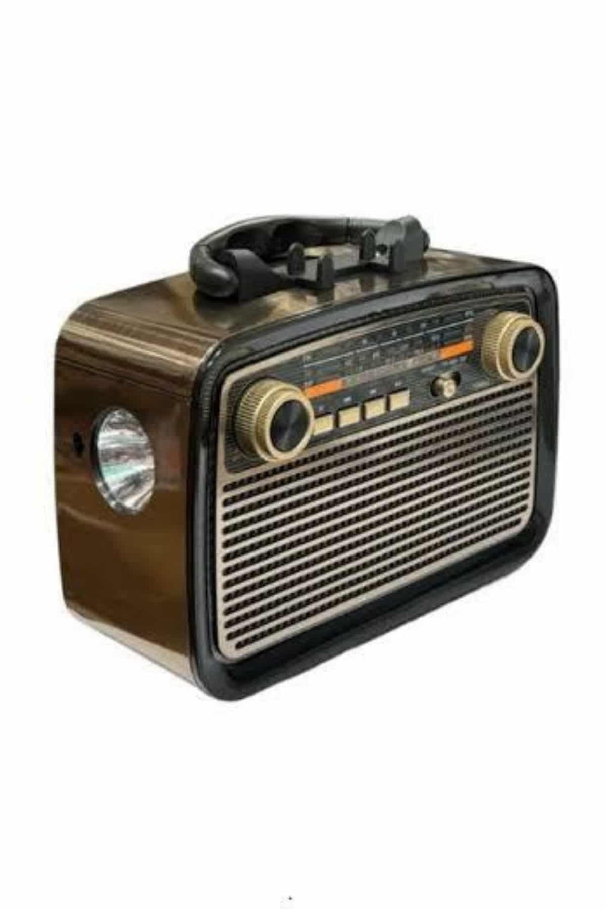 Nostalji Radyo Bluetooth Hoparlör USB-SD Kart Giriş Led Fener Işıklı Bataryalı Pilli 3