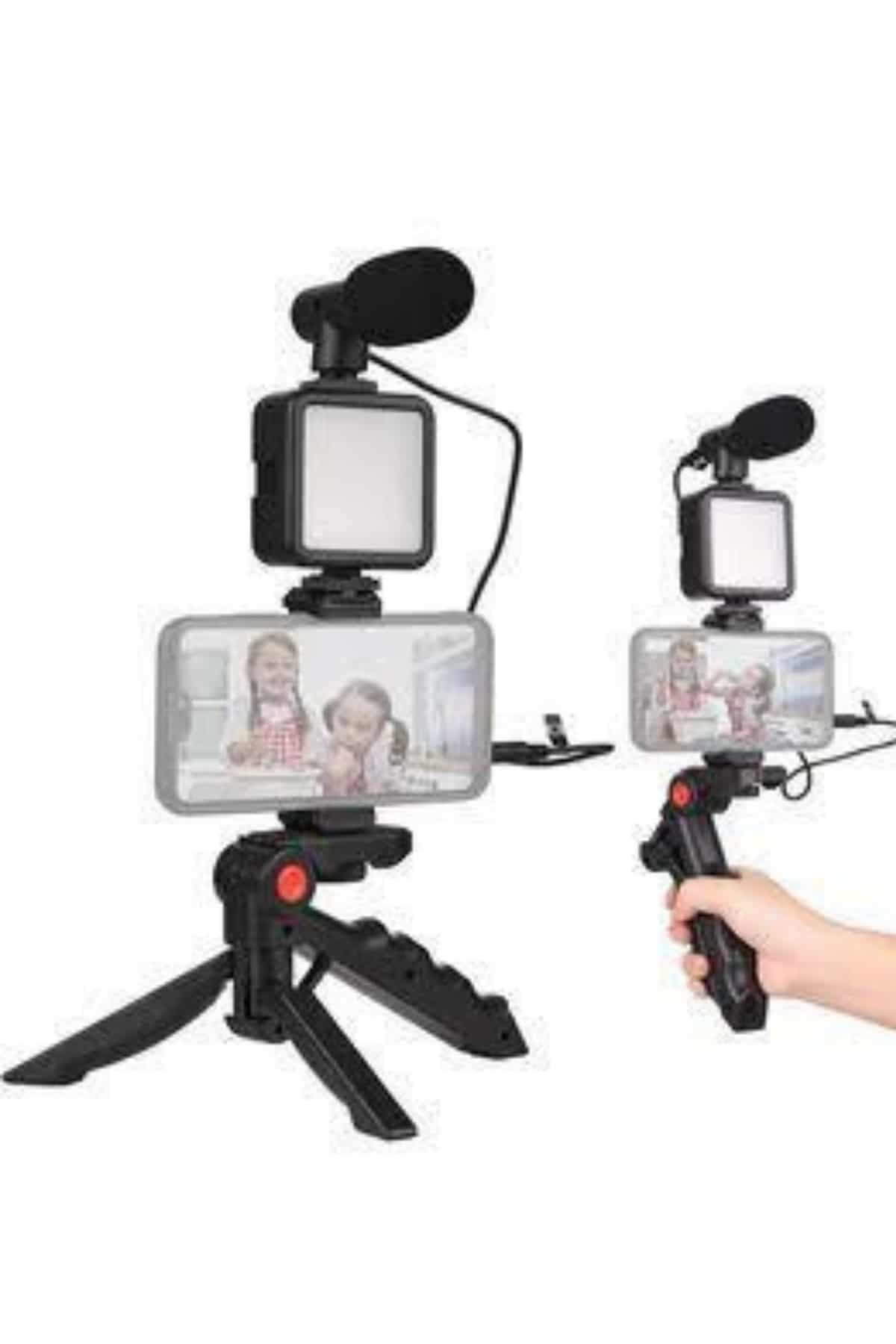 Telefon Tutucu Mini Mikrofonlu Tripod Vlog Çekim Video 3