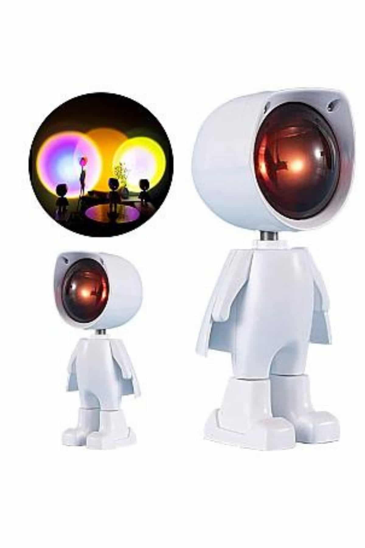 Astronot Görünümlü Gün Batımı Projektör Lamba | Dekoratif Masa Lambası USB Şarjlı 3