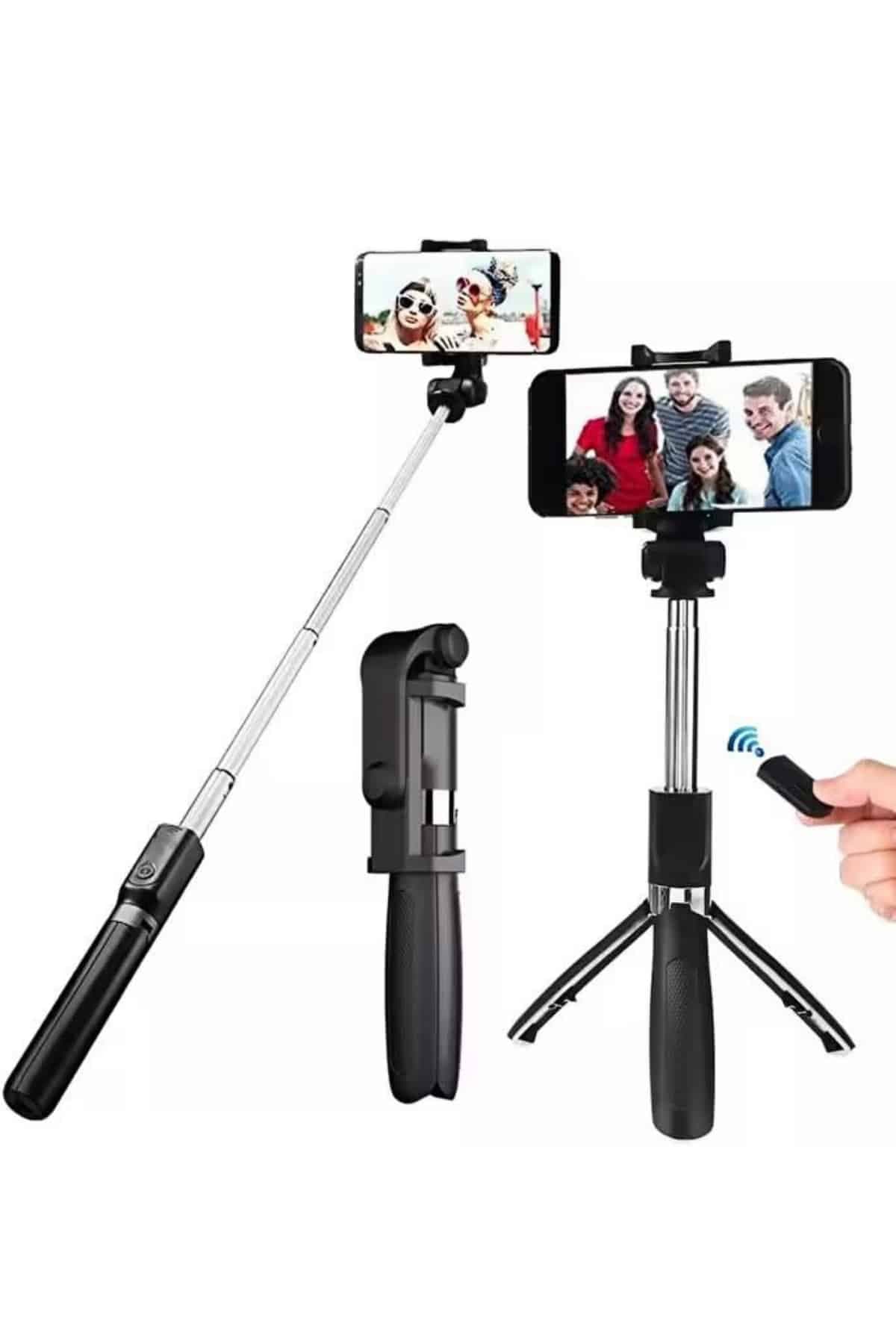 Selfie Çubuğu Tripod Bluetooth Kumandalı Selfie Çubuğu Telefon Tutucu 3