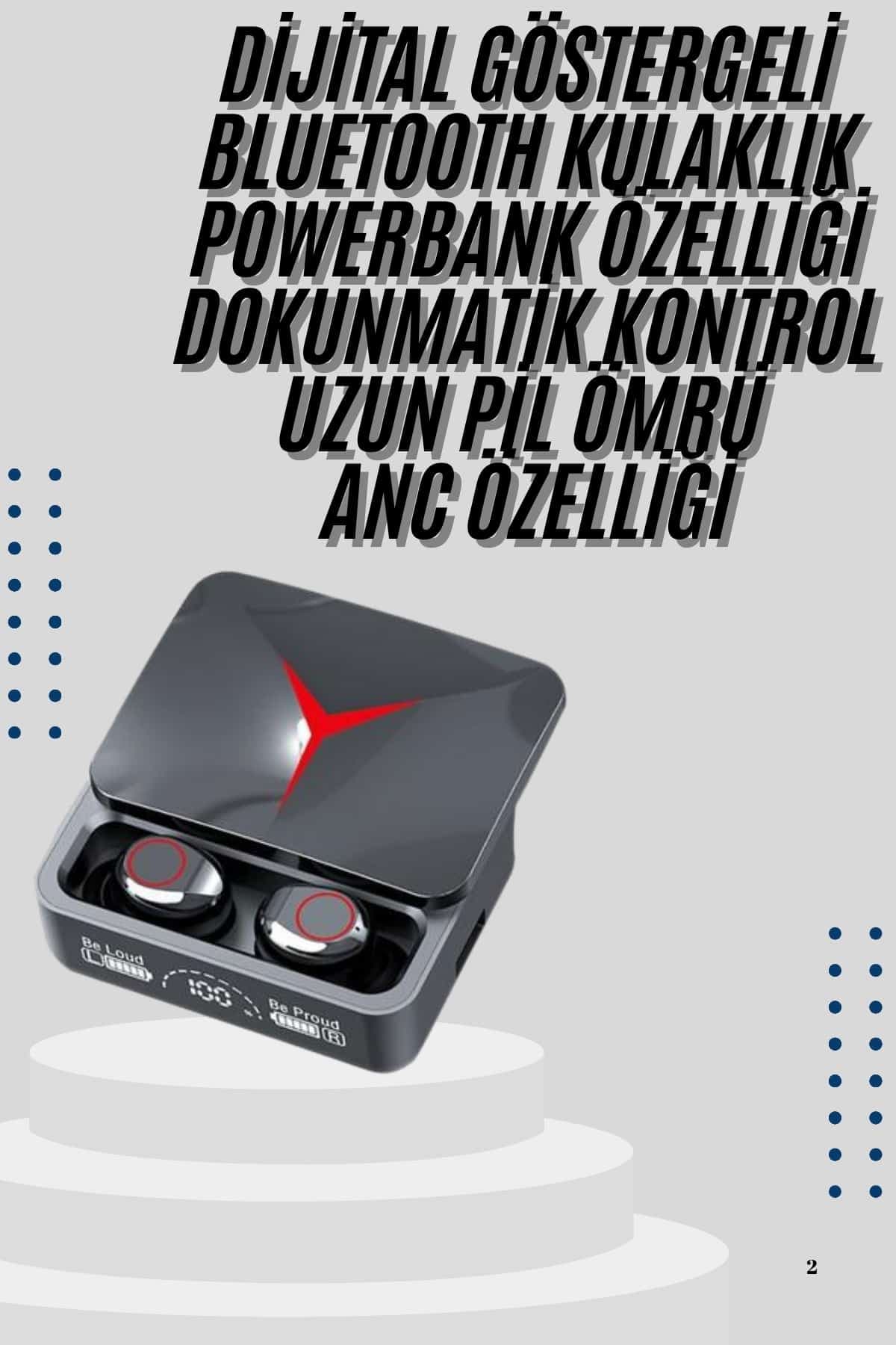 Kablosuz Bluetooth Kulaklık Powerbank Özellikli Göstergeli Hd Mikrofon 3