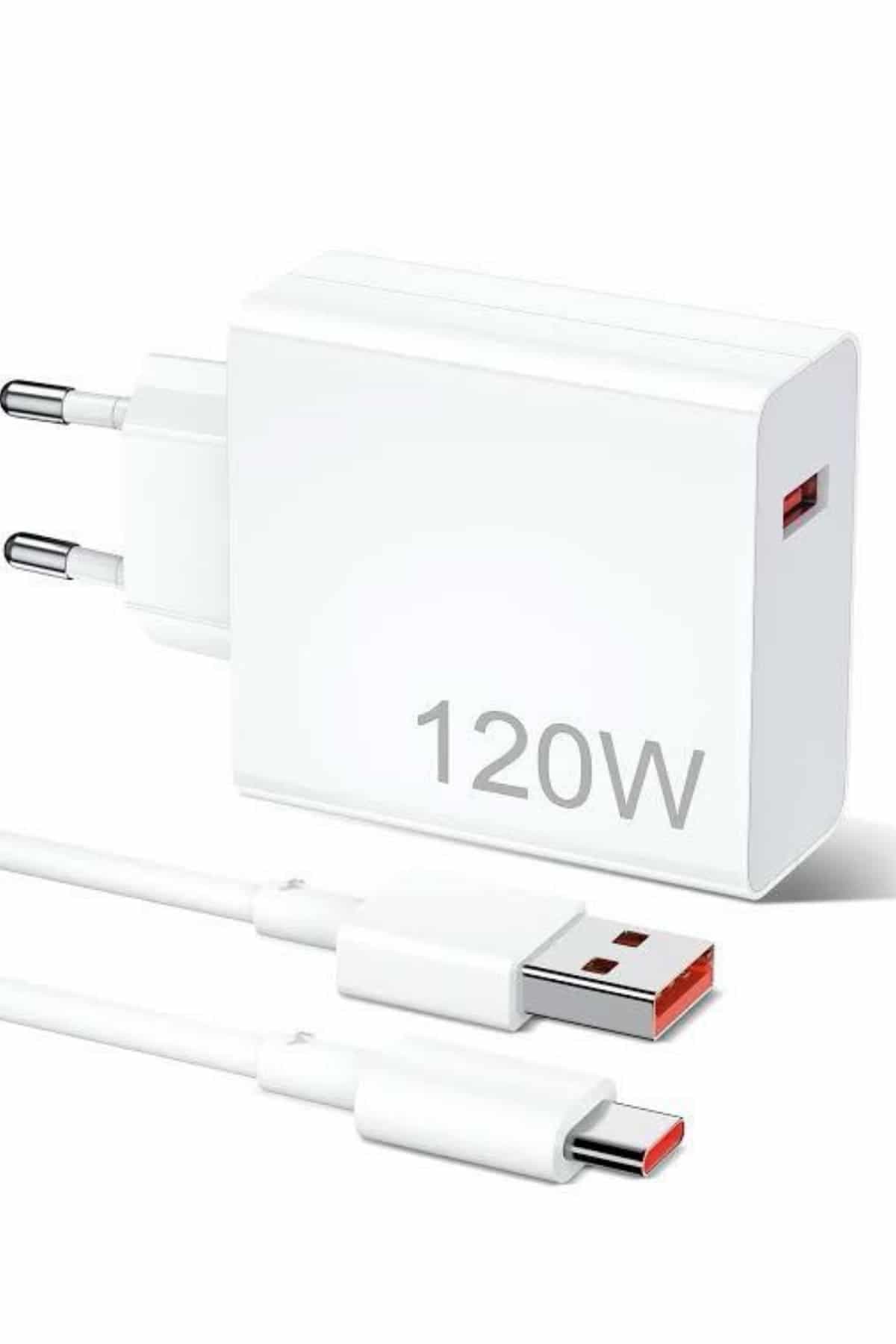 120W Şarj Aleti Hızlı Çift Turbo Şarj Aleti Seti Beyaz 3