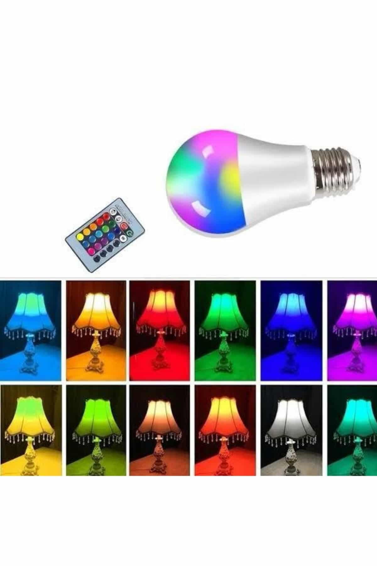 Ambiyans Aydınlatma RGB Led Lamba Kumandalı Renk Değiştirebilen 3