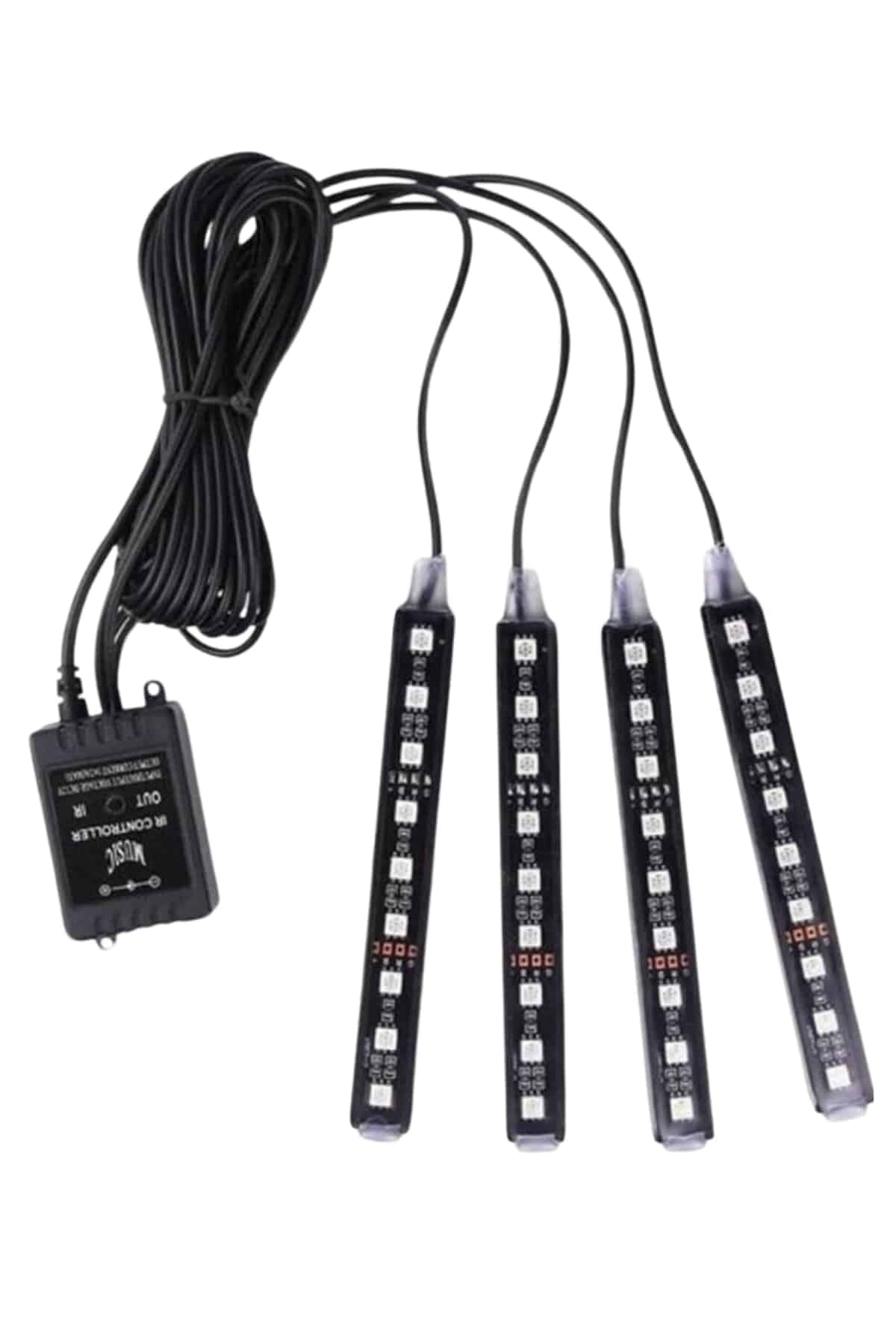 RGB Işıklı Araç İçi Aydınlatma Kumandalı 12'li Led Işık Renk Değiştirebilen 6