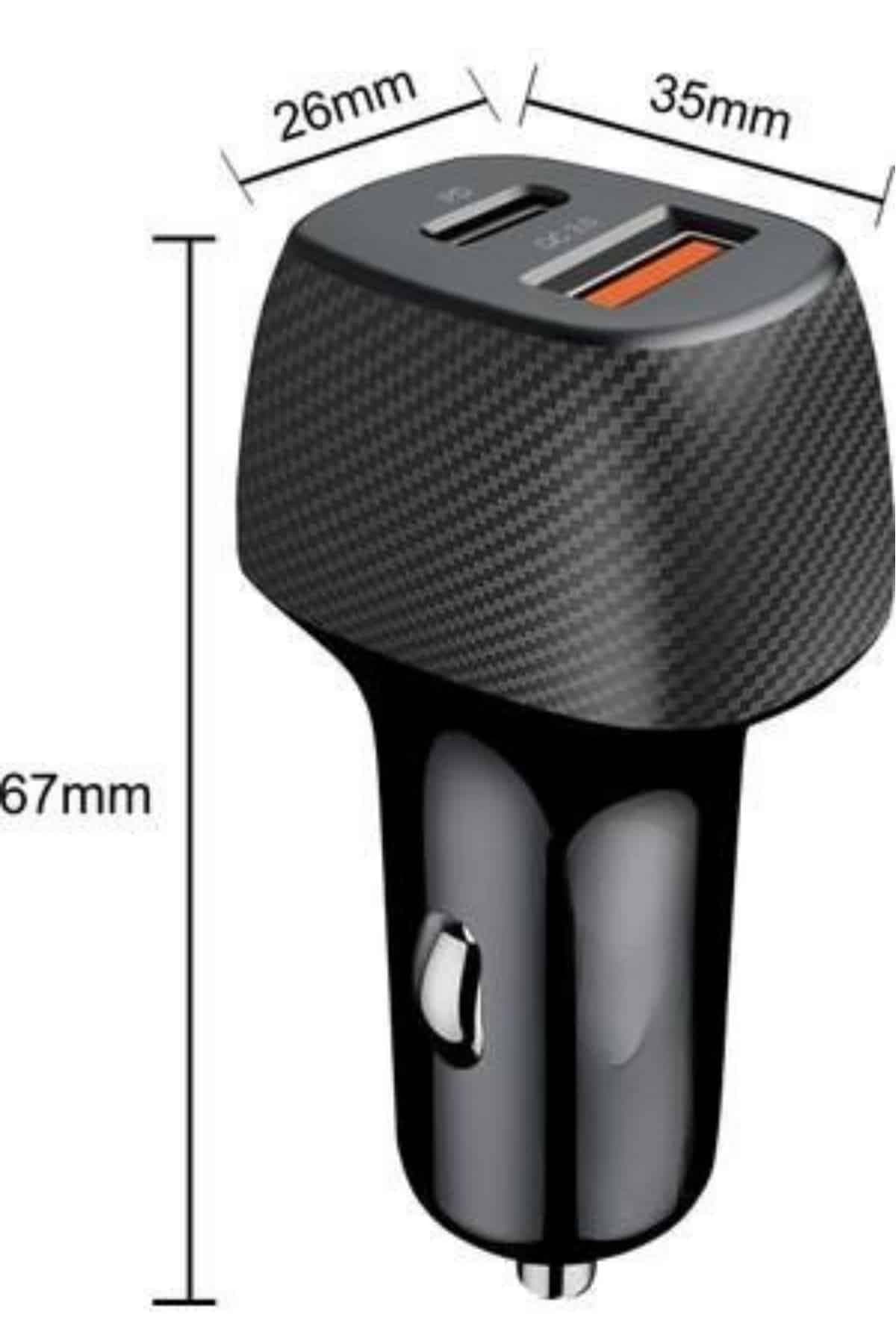Araç İçi Hızlı Şarj Soketi 38W Oto Çakmaklık Type-C Araba Çakmaklık 5