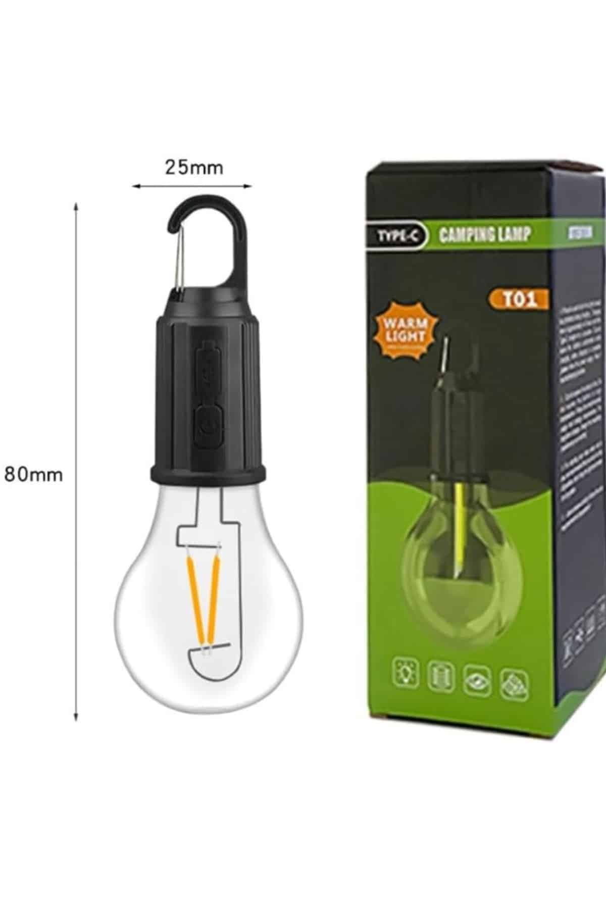 3 Farklı Mod LED'li Şarjlı Asma Kancalı Kamp Lambası Taşınabilir Ampul 6