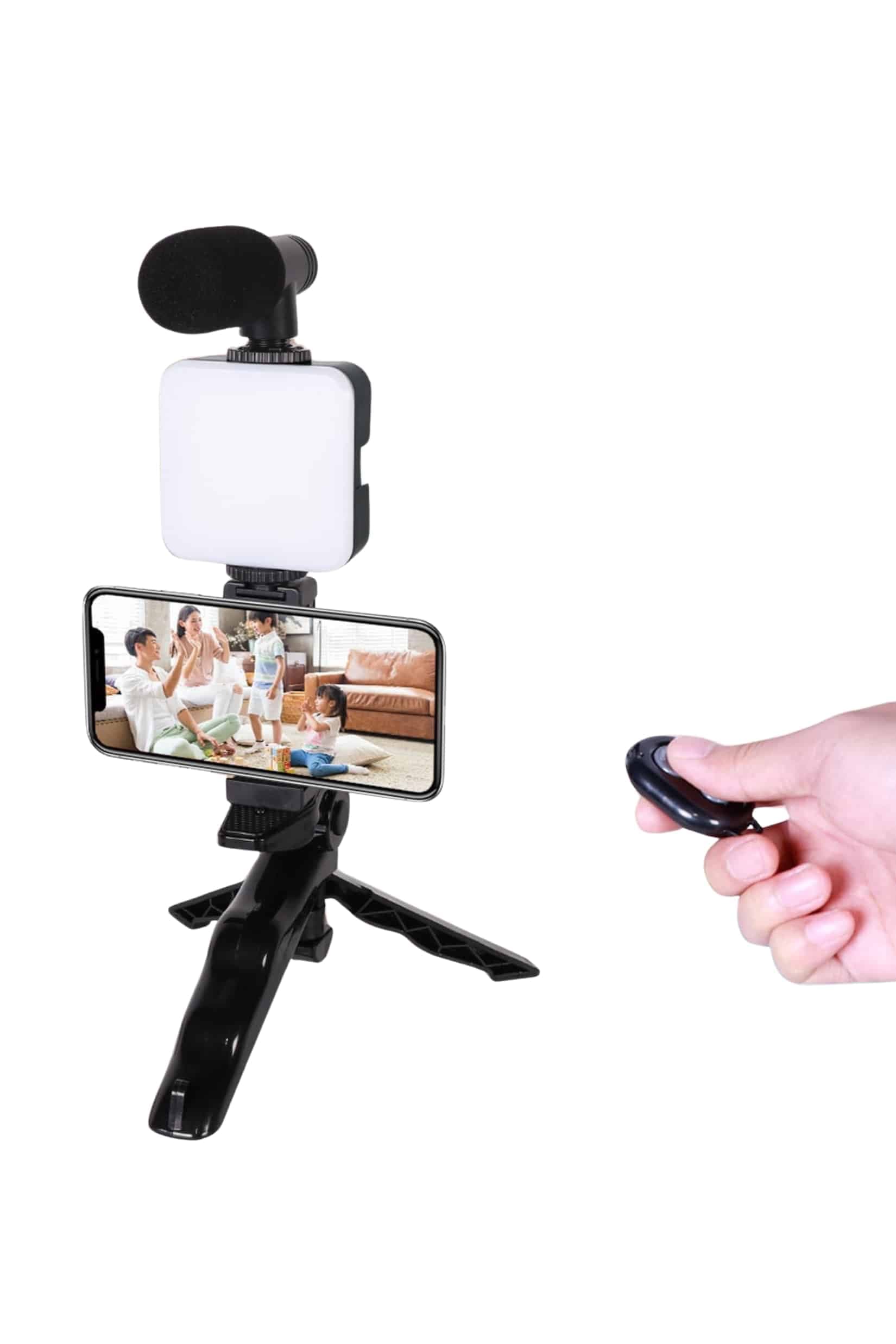 Telefon Tutucu Led Işıklı Kumandalı Mikrofon Telefon Vlog Video Kayıt 3