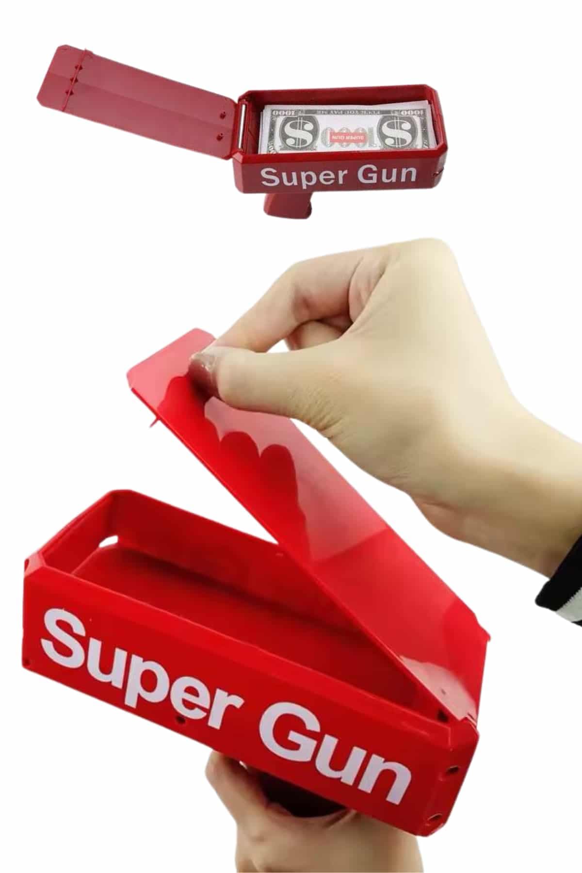 Kırmızı Para Saçma Fırlatma Tabancası Makinesi Super Money Çocuk Oyuncağı 3