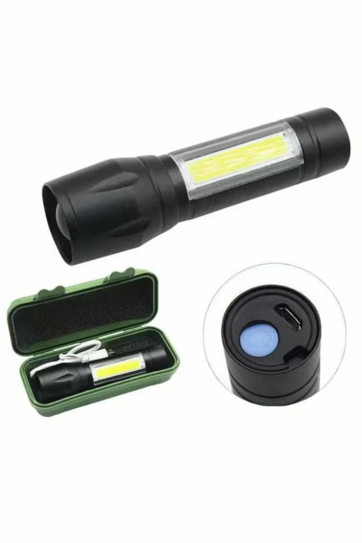 EL Feneri Uzun Menzilli Usb Şarj Edilebilir Kamp Lambası 4
