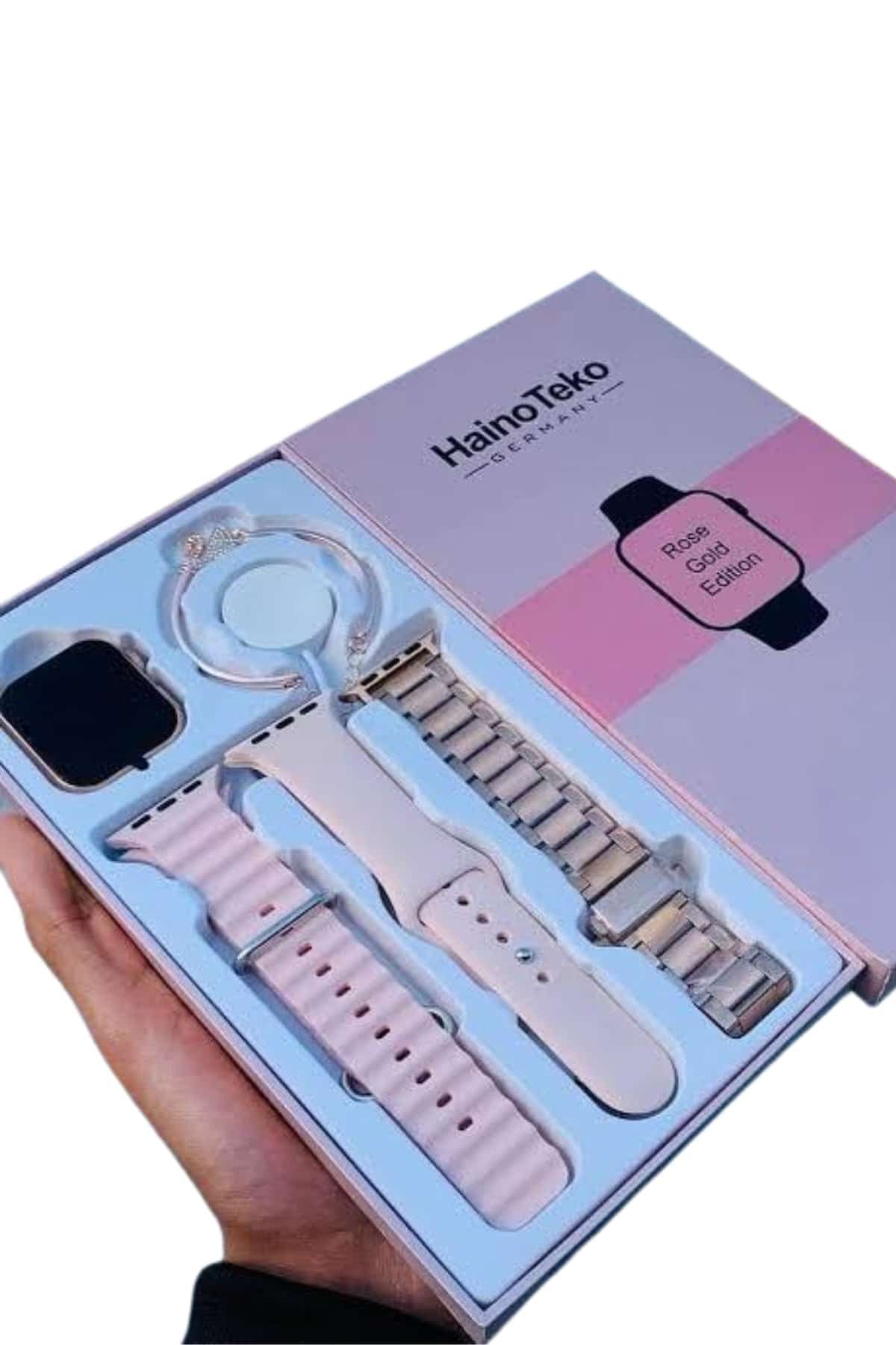 Akıllı Saat 3 Kordonlu Ve Aksesuarlı Bayanlar Için Şık Rose renk 4