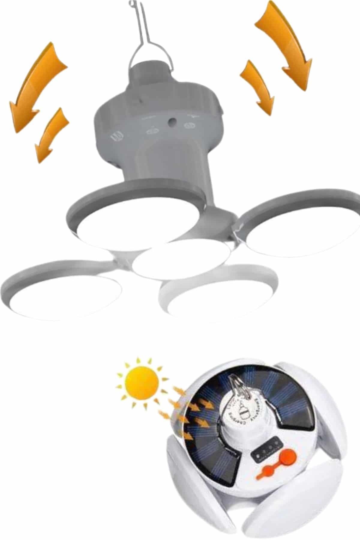 Kamp Lambası Güneş Enerjili Solar 5 Kanatlı Katlanır Lamba Karavan 4