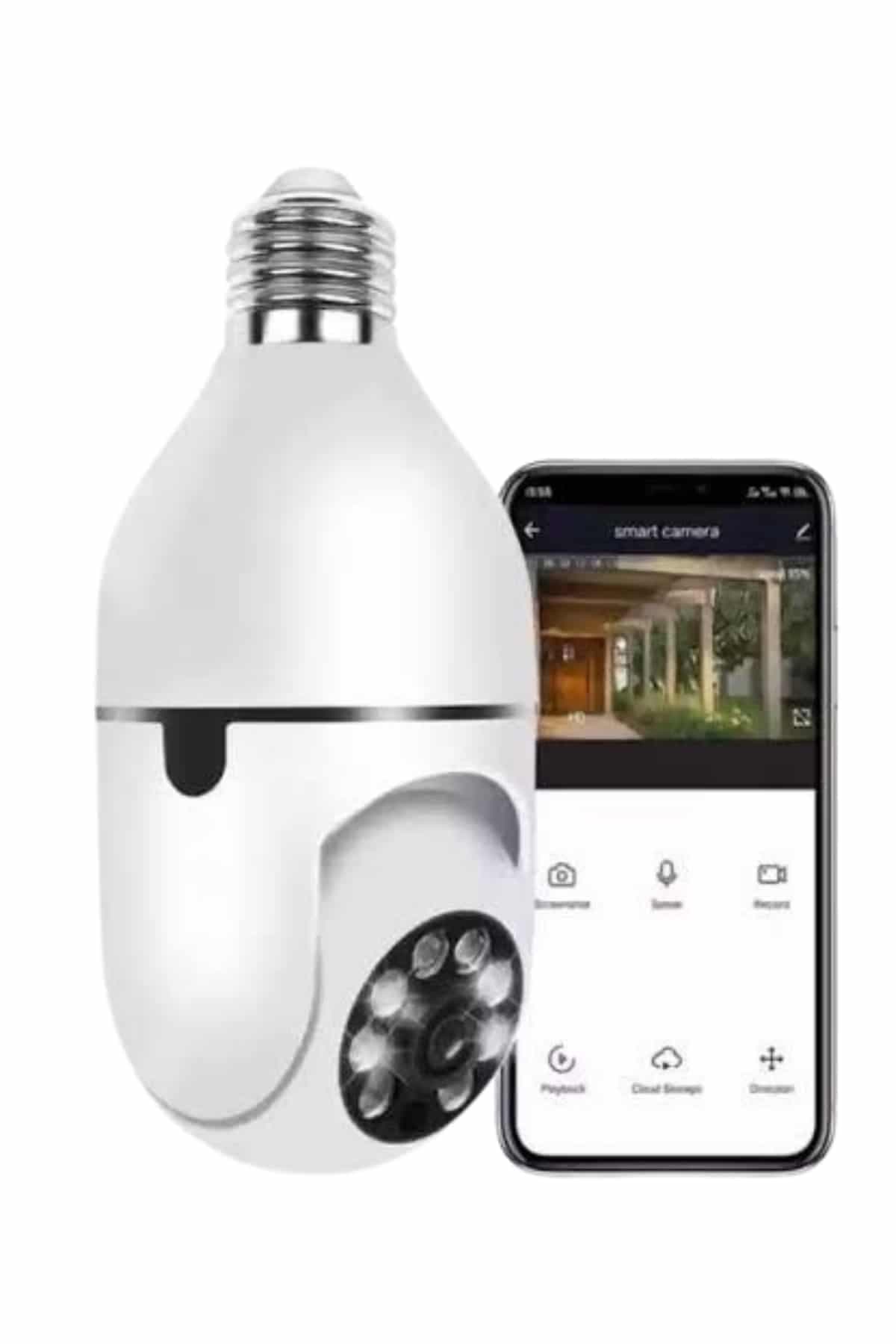 Wifi Güvenlik Kamerası Çift kameralı Ampule Takılabilir Sensörlü 4