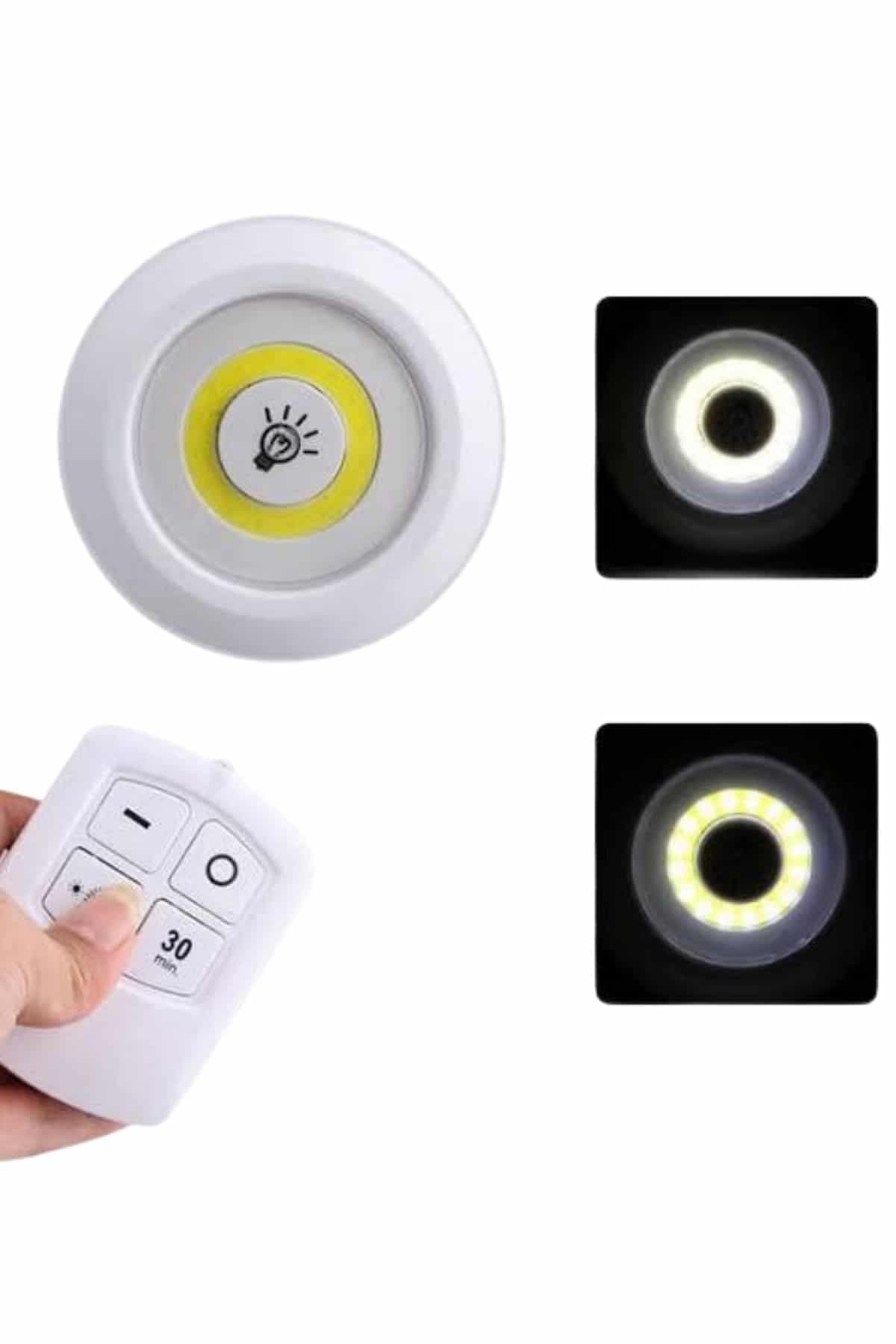 Dolap Işığı Mutfak Rafı Işığı Uzaktan Kumandalı 3 Lü Spot Led Lamba 4