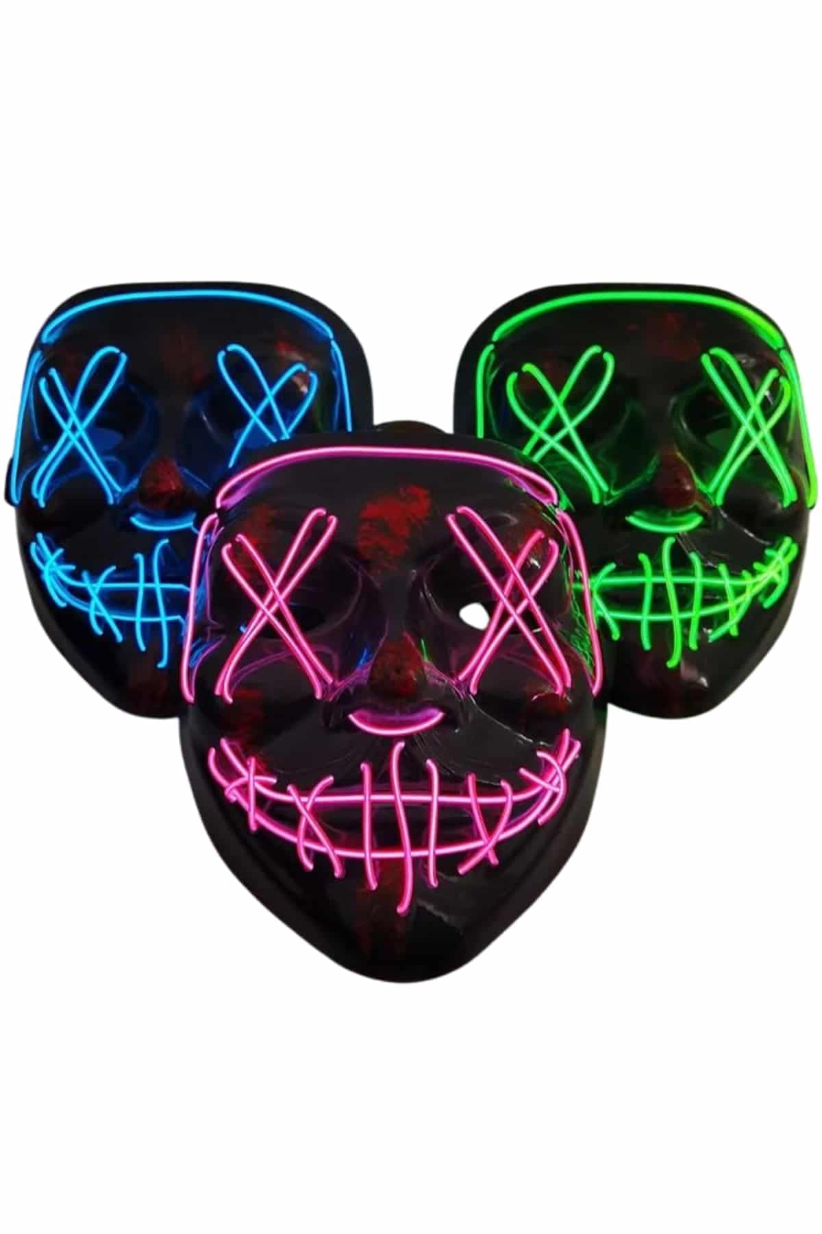 Işıklı Led Maske Parti Eğlence Maskesi Hallowen Neon Maske 4