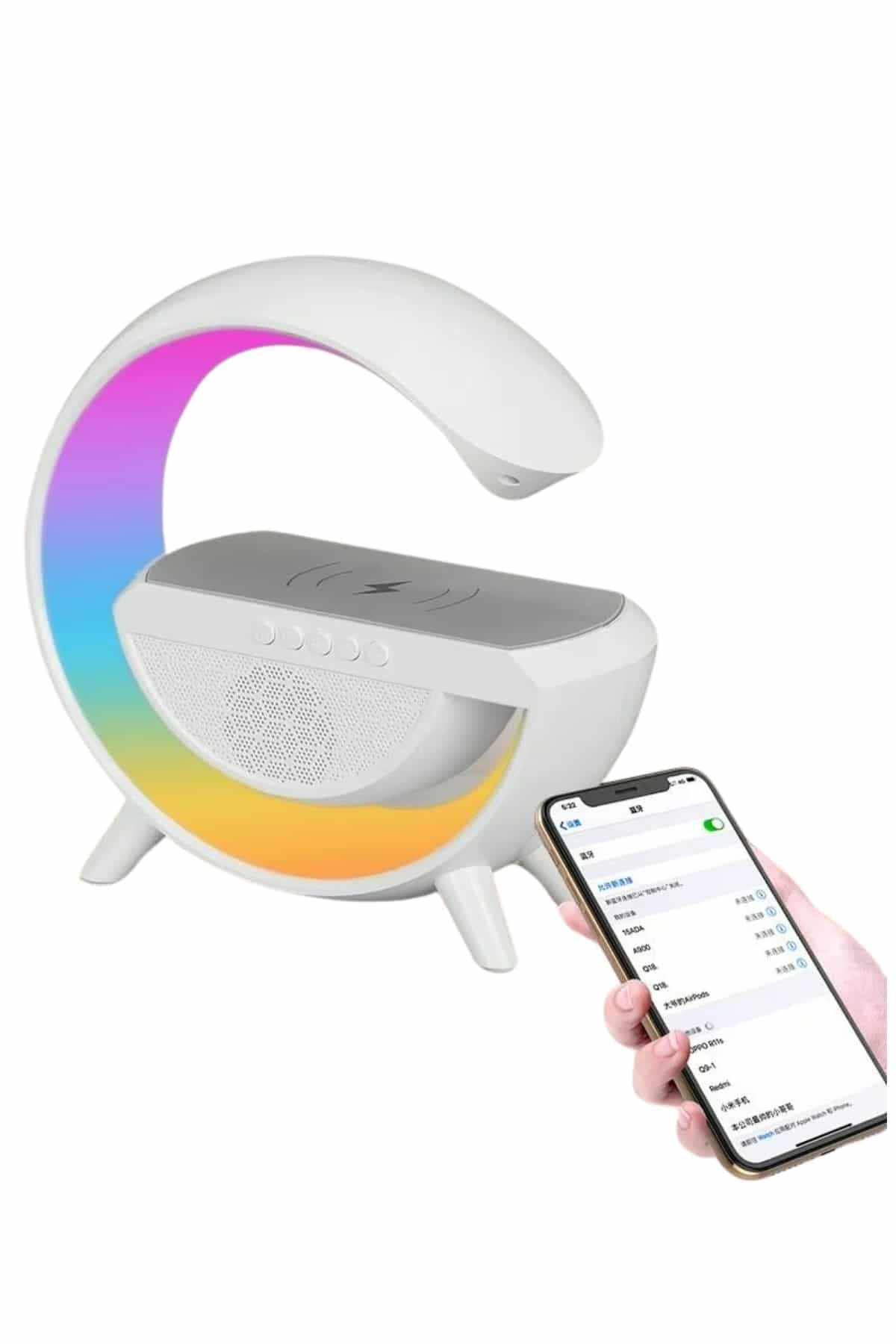 Bluetooth Hoparlör G Şekli Atmosfer Akıllı Rgb Lamba Wireless Kablosuz Şarj 4