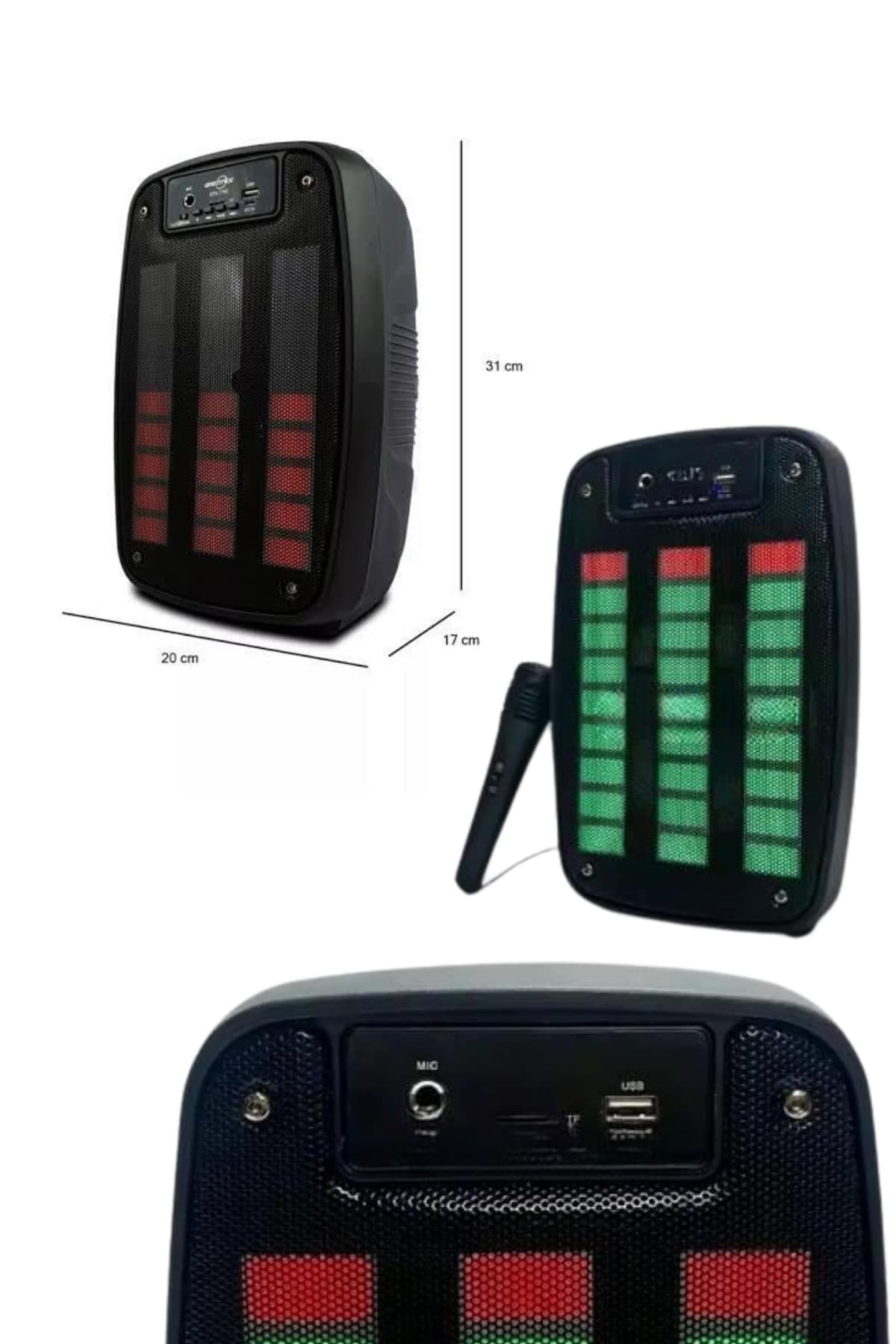 Bluetooth Hoparlör Taşınabilir Şarjlı Işıklı Büyük Boy Yüksek Ses Kaliteli 4