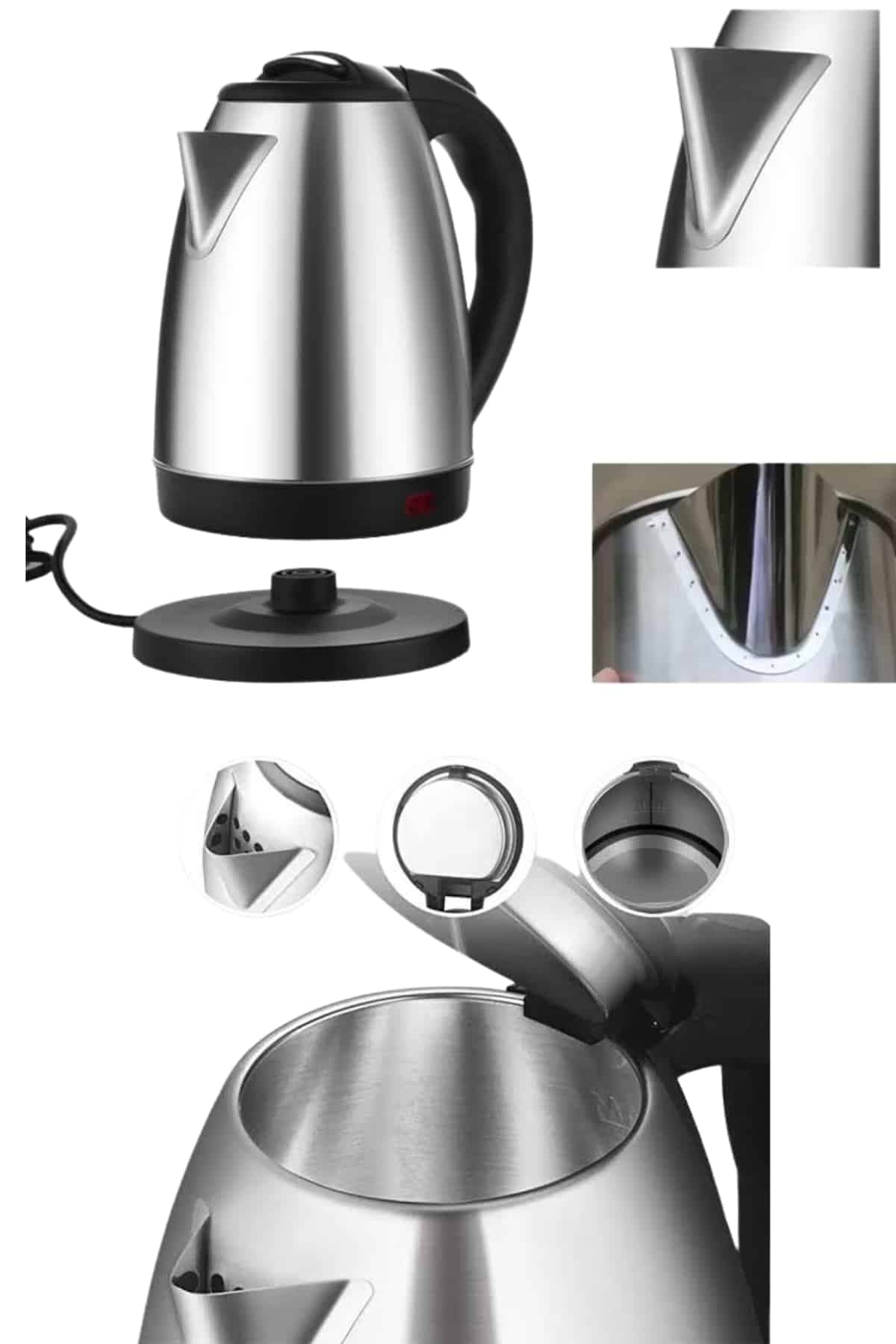 Kettle C F Tipi 220-240V Paslanmaz Çelik Elektrik Kablolu Otomatik Kapanma 6
