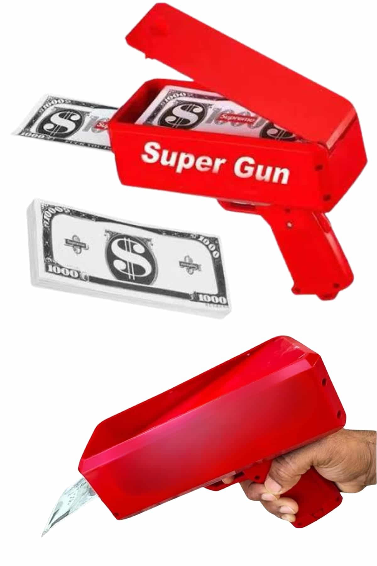 Kırmızı Para Saçma Fırlatma Tabancası Makinesi Super Money Çocuk Oyuncağı 6