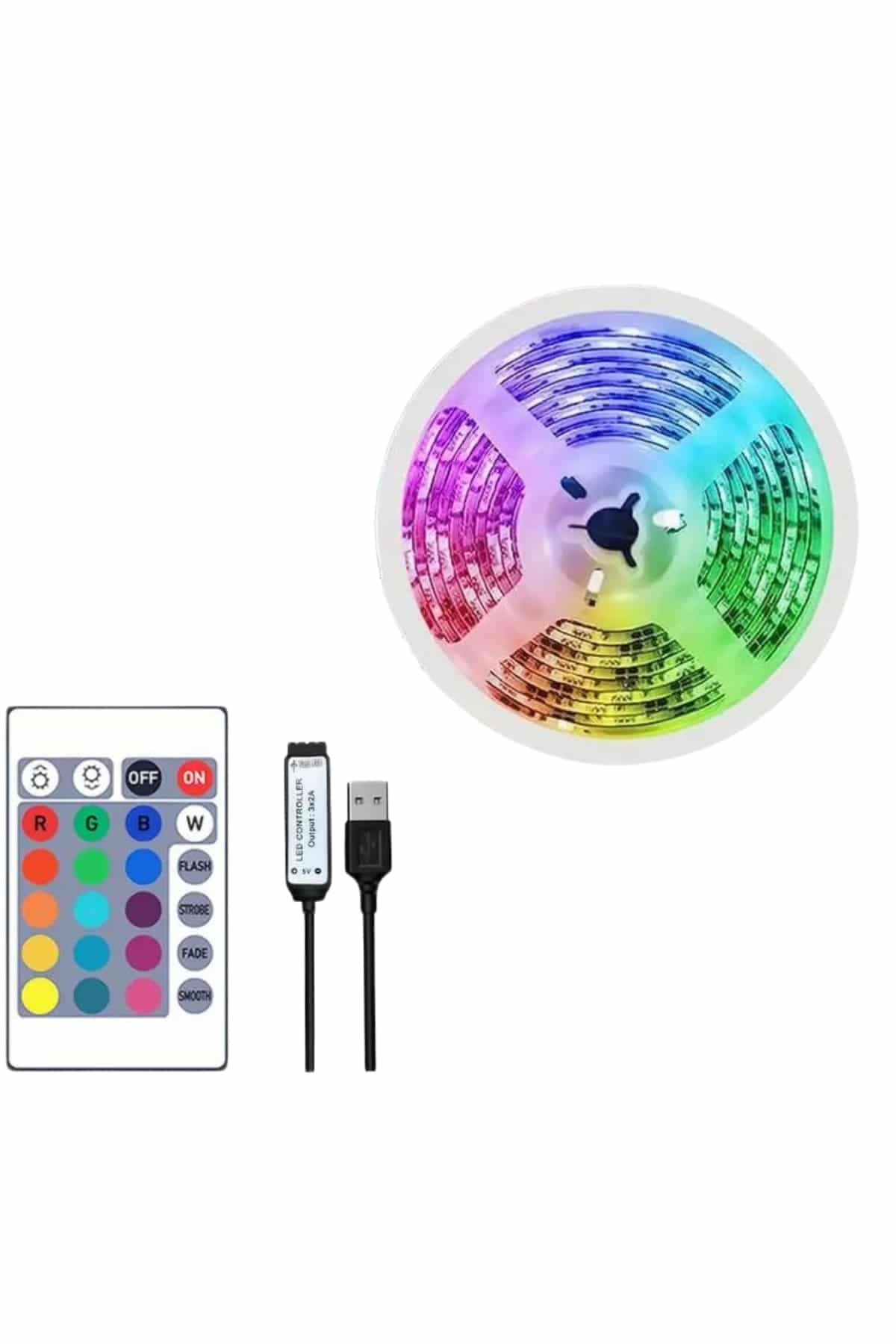 10M Şerit Led İç Mekan Renkli Rgb Şerit Led Kumandalı 5