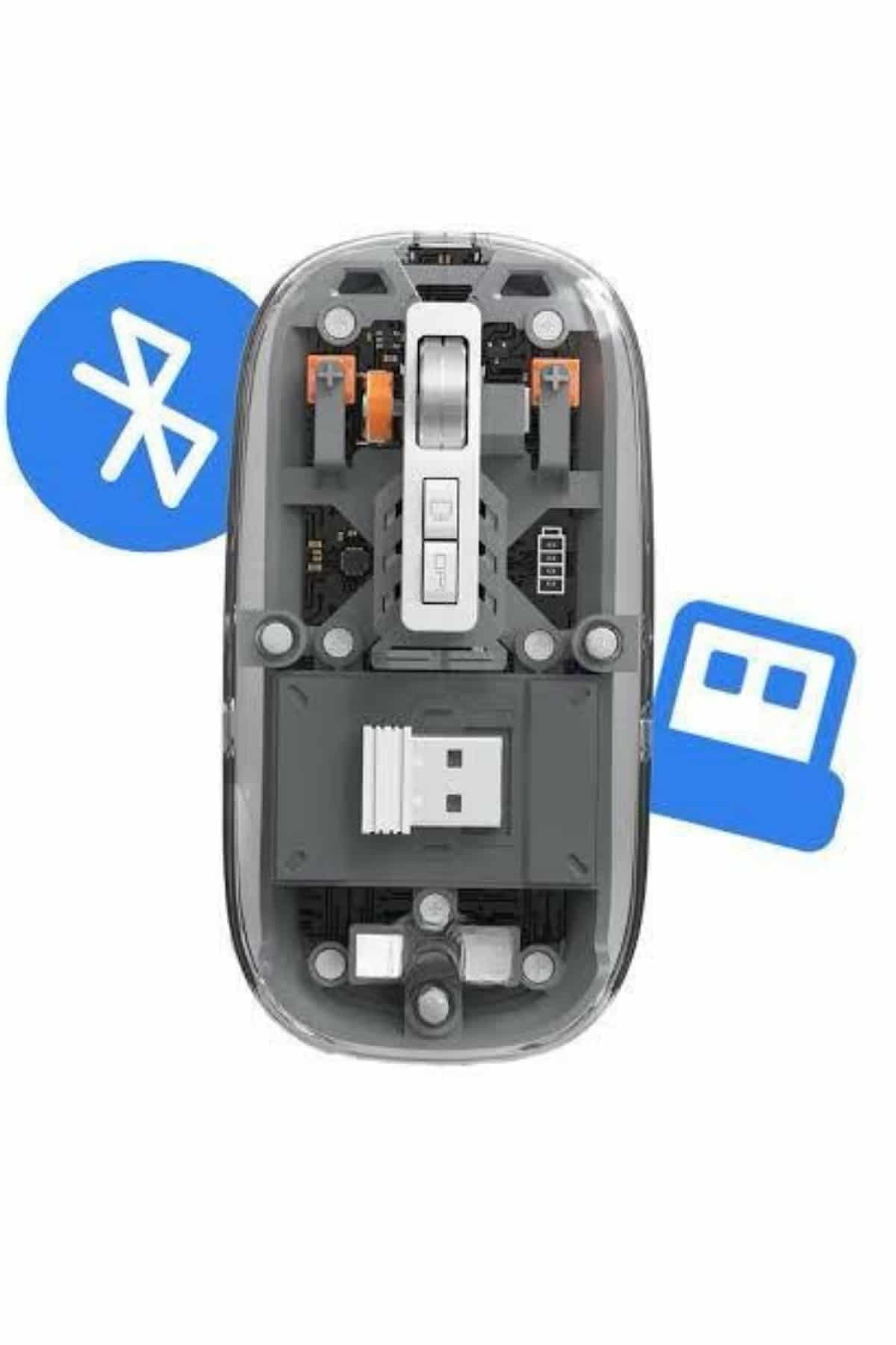 Kablosuz Mouse Fare Şarjlı Bluetooth Wireless Çift Modlu Sessiz 5