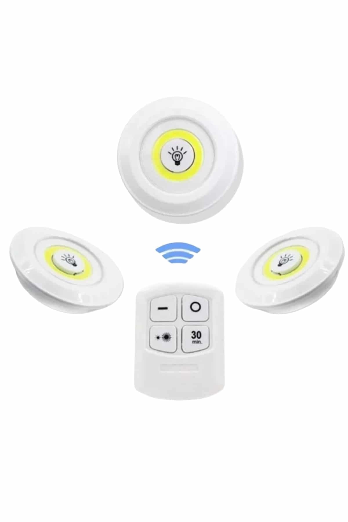 Dolap Işığı Mutfak Rafı Işığı Uzaktan Kumandalı 3 Lü Spot Led Lamba 5