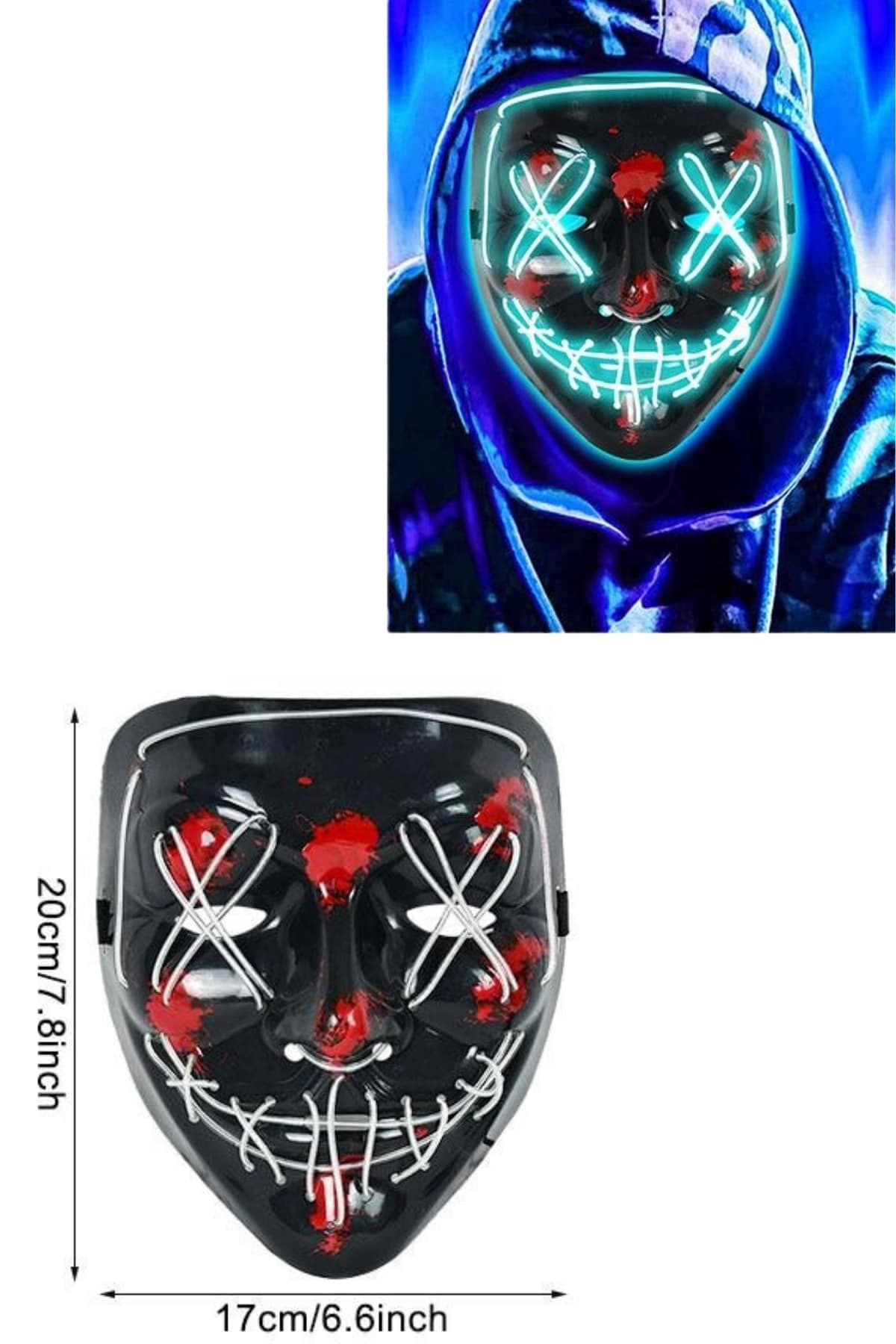 Işıklı Led Maske Parti Eğlence Maskesi Hallowen Neon Maske 5