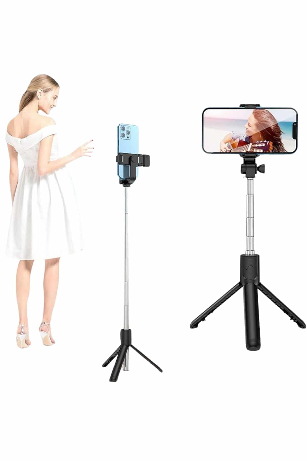 Selfie Çubuğu Tripod Bluetooth Kumandalı Selfie Çubuğu Telefon Tutucu 5