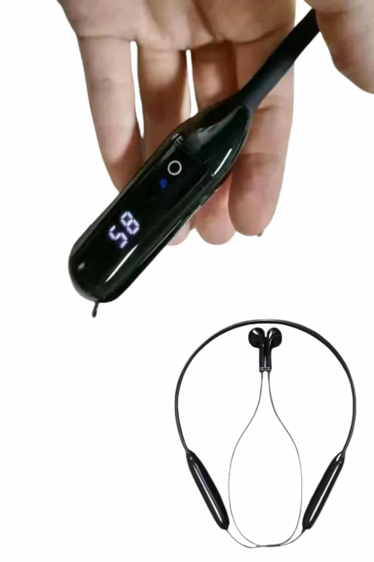 100 Saat Kablolu Boyun Askılı Dijital Göstergeli Bluetooth Kulaklık 6
