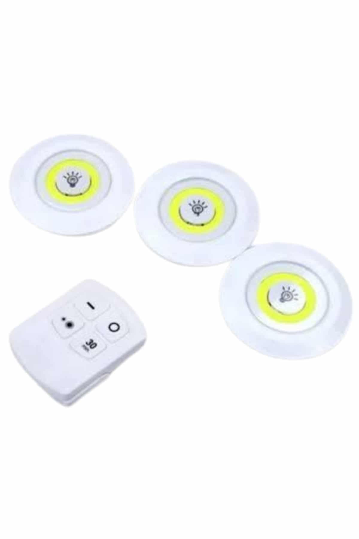 Dolap Işığı Mutfak Rafı Işığı Uzaktan Kumandalı 3 Lü Spot Led Lamba 6