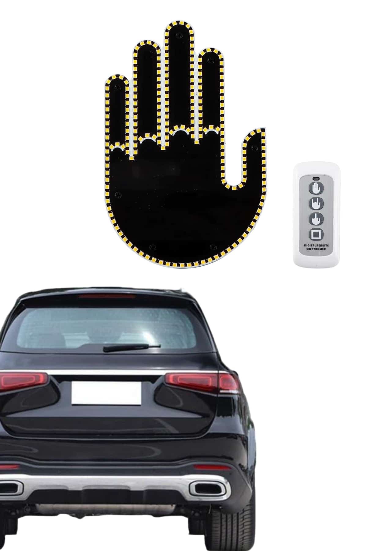 Uzaktan Kumandalı El Orta Parmak Led Araç Camına Özel 6