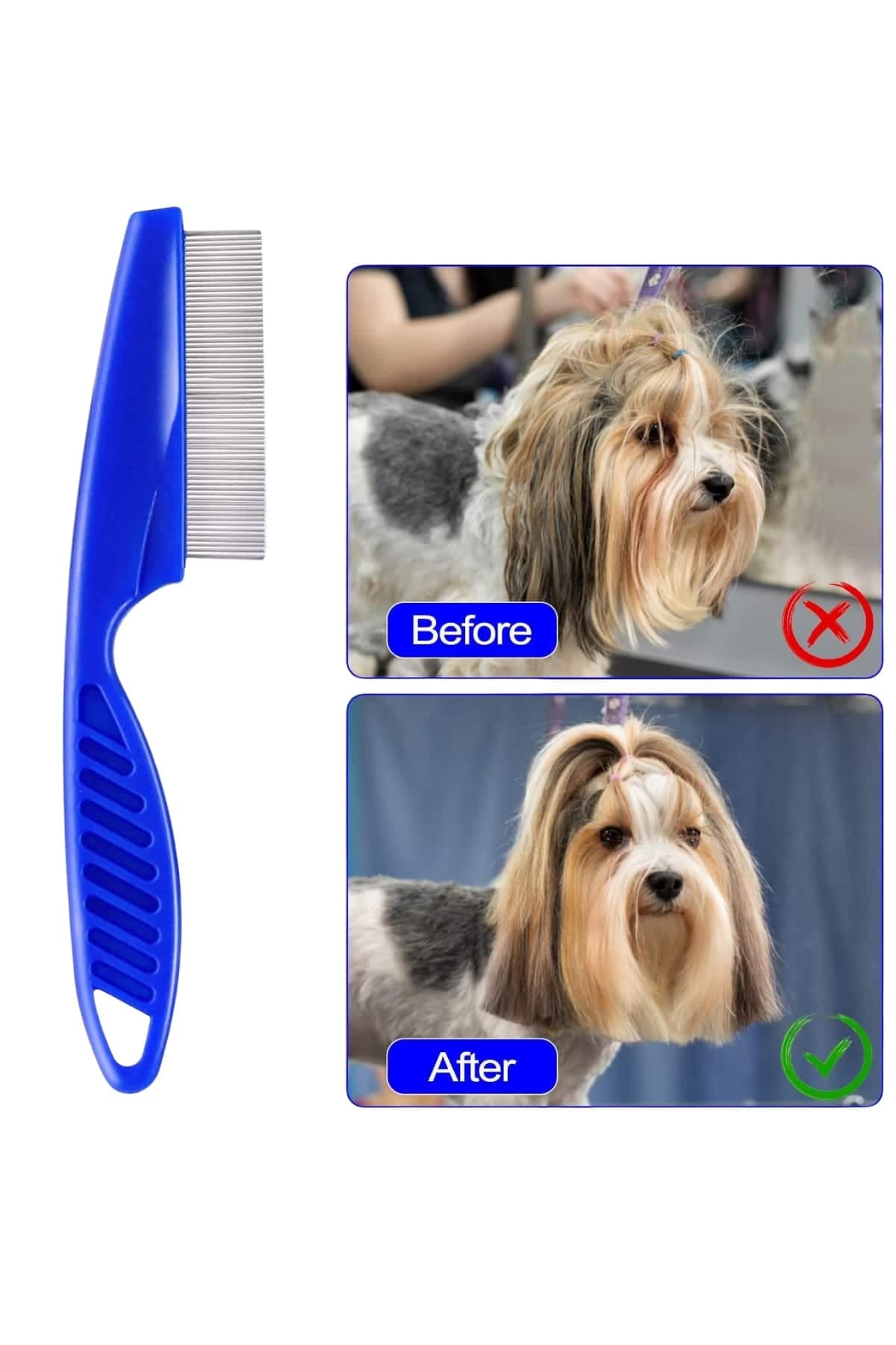 4'lü Bit Evcil Hayvan Tarak Seti Kedi Köpek Bit Tarak Seti Pire Tarağı 6