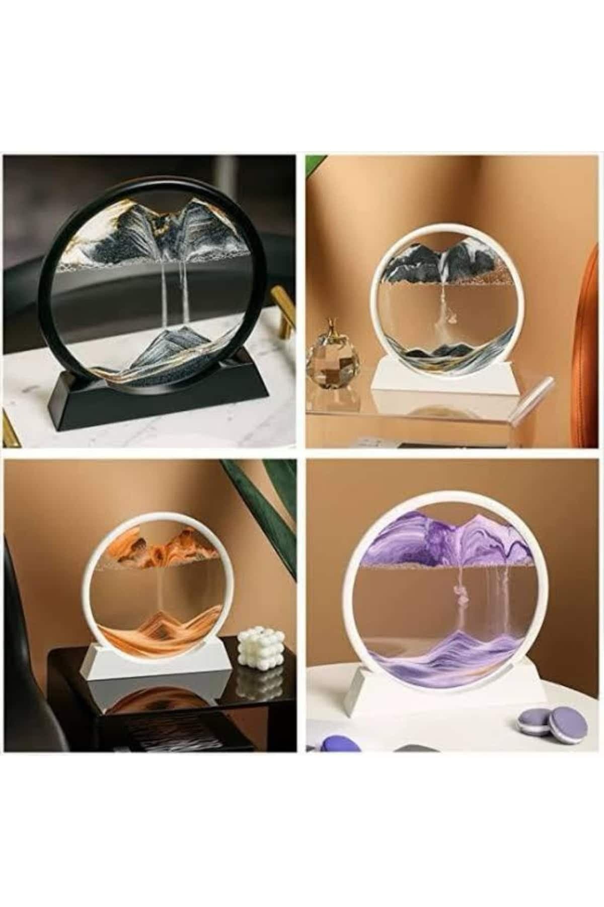 3D Led Işıklı Kum Saati Gece Lambası Hareketli Sulu Kum Saati Dekoratif 6