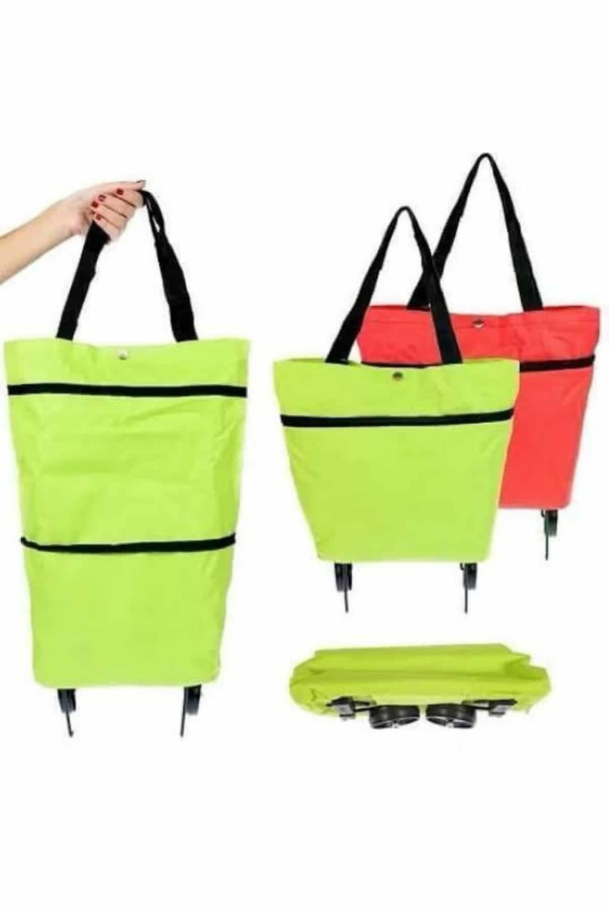 Katlanabilir Tekerlekli Pazar Market Çarşı Arabası Market Alışveriş Çantası 6