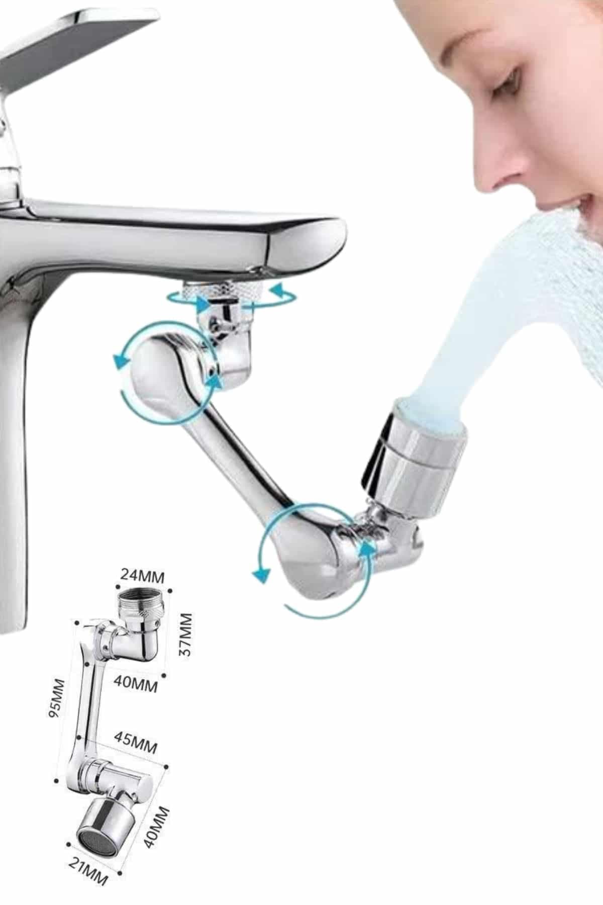 1080° Çok Yönlü Musluk Aparatı Püskürtme ve Köpük Akışlı 6