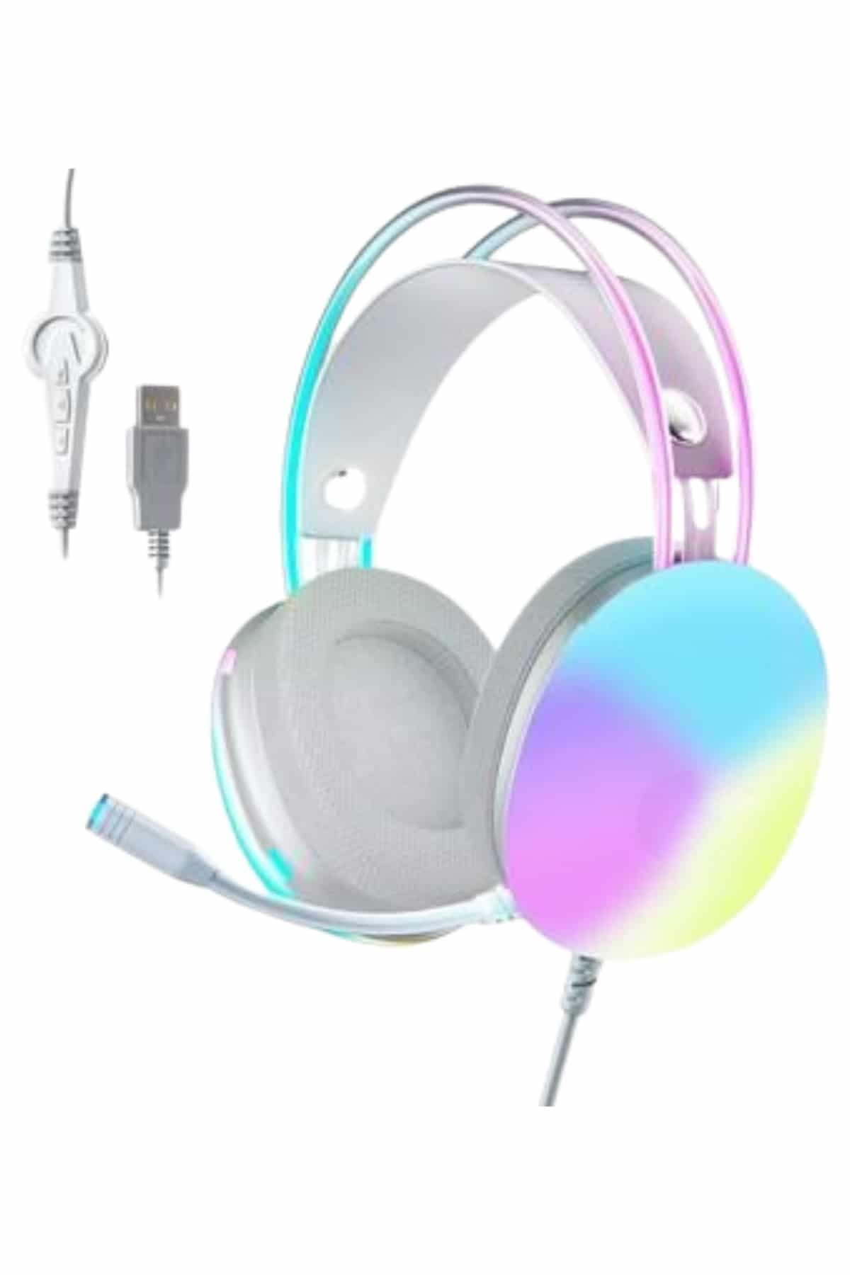 RGB Işıklı Yüksek Ses Kaliteli Kablosuz Kulak Üstü Bluetooth Kulaklık 6