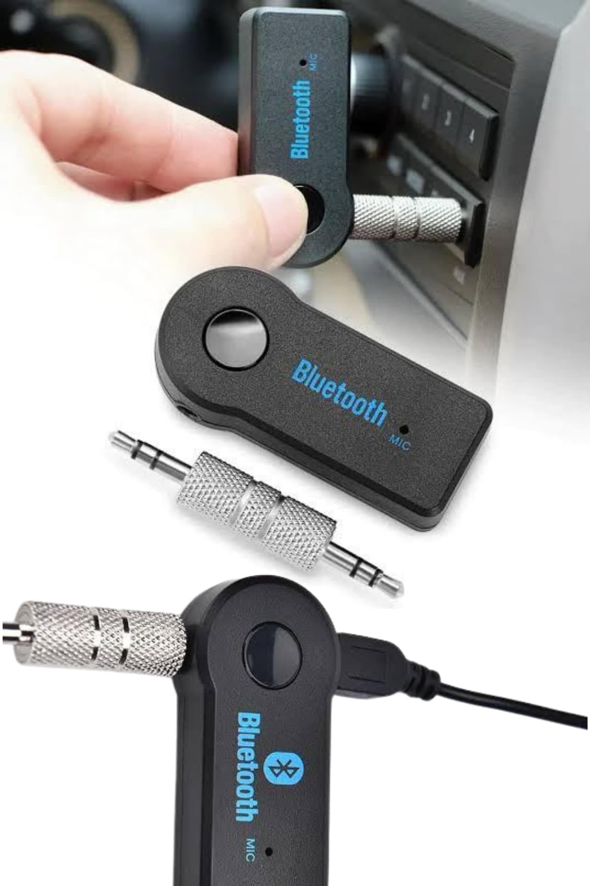 Tüm Cihazlara Uyumlu Bluetooth Aux Araç Kiti Siyah 6