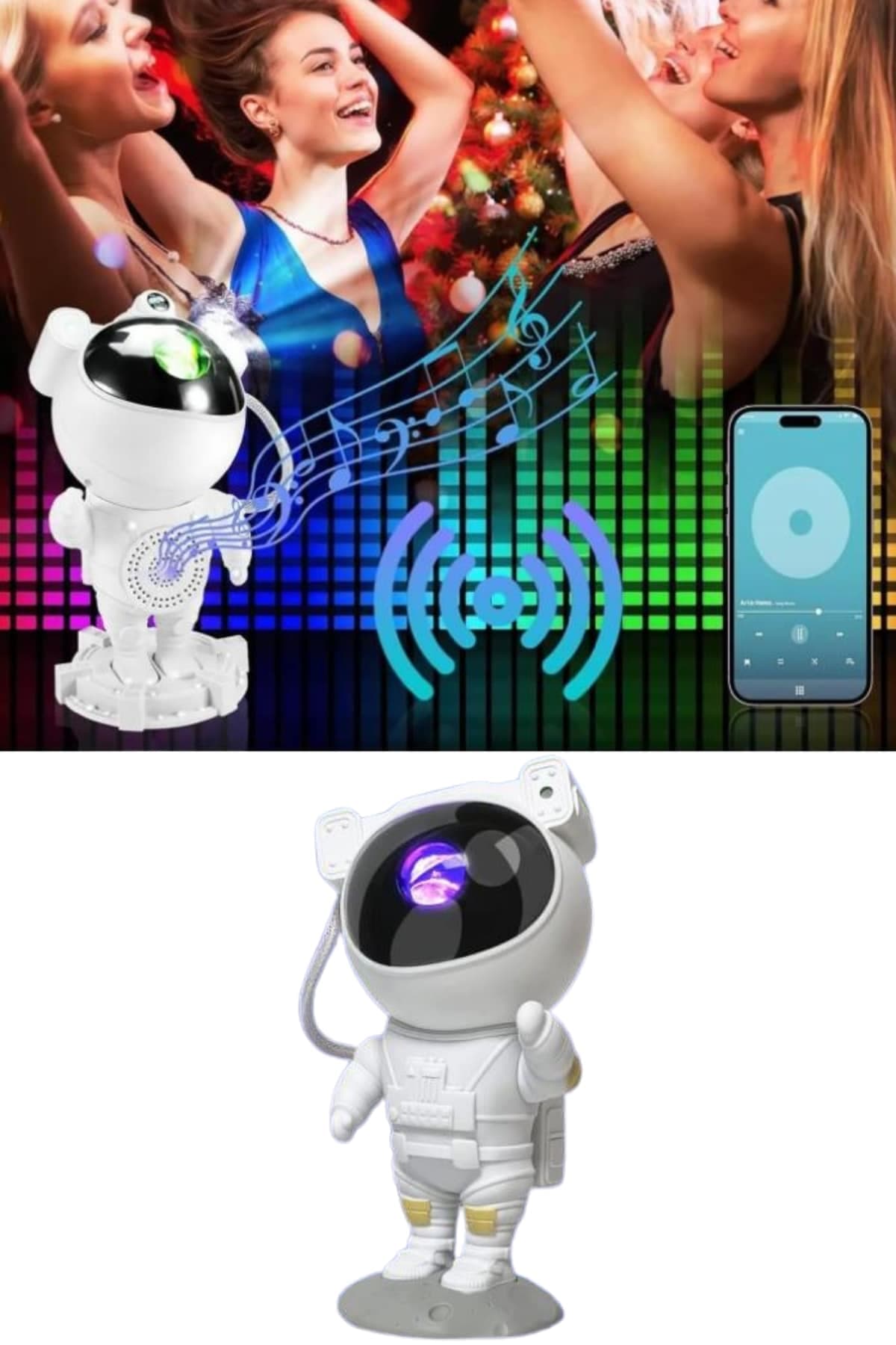 Projeksiyon Astronot Lamba Speaker Sevimli Astronot Bluetooth Hoparlör 6