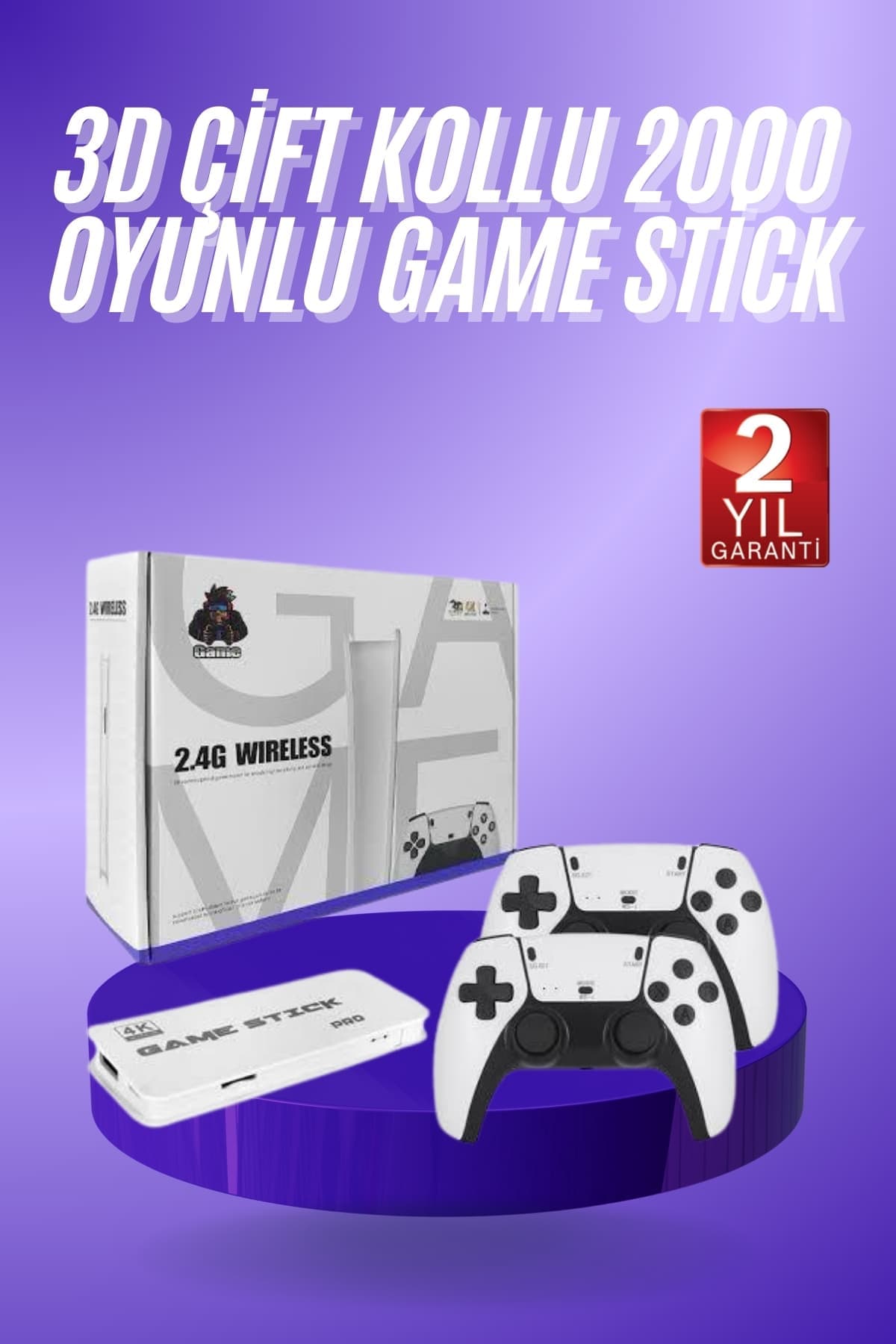 3D 4K HD 2.4G Game Stick 4K Ultra HD Oyun Konsolu Çift Kollu Retro