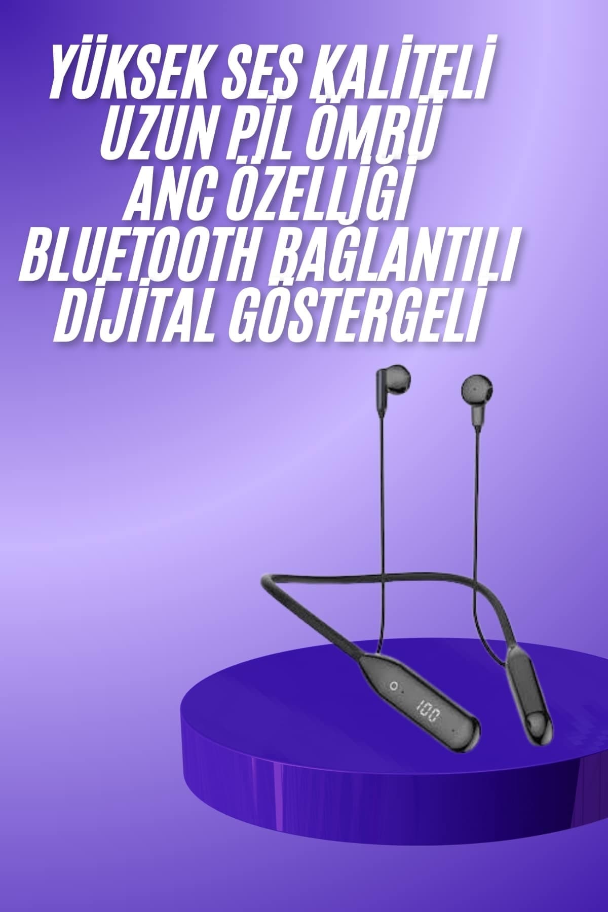 Boyun Bantlı Kablolu Yüksek Ses Kaliteli Bluetooth Kulaklık Uzun Pil Ömrü 100 saat sarj 3