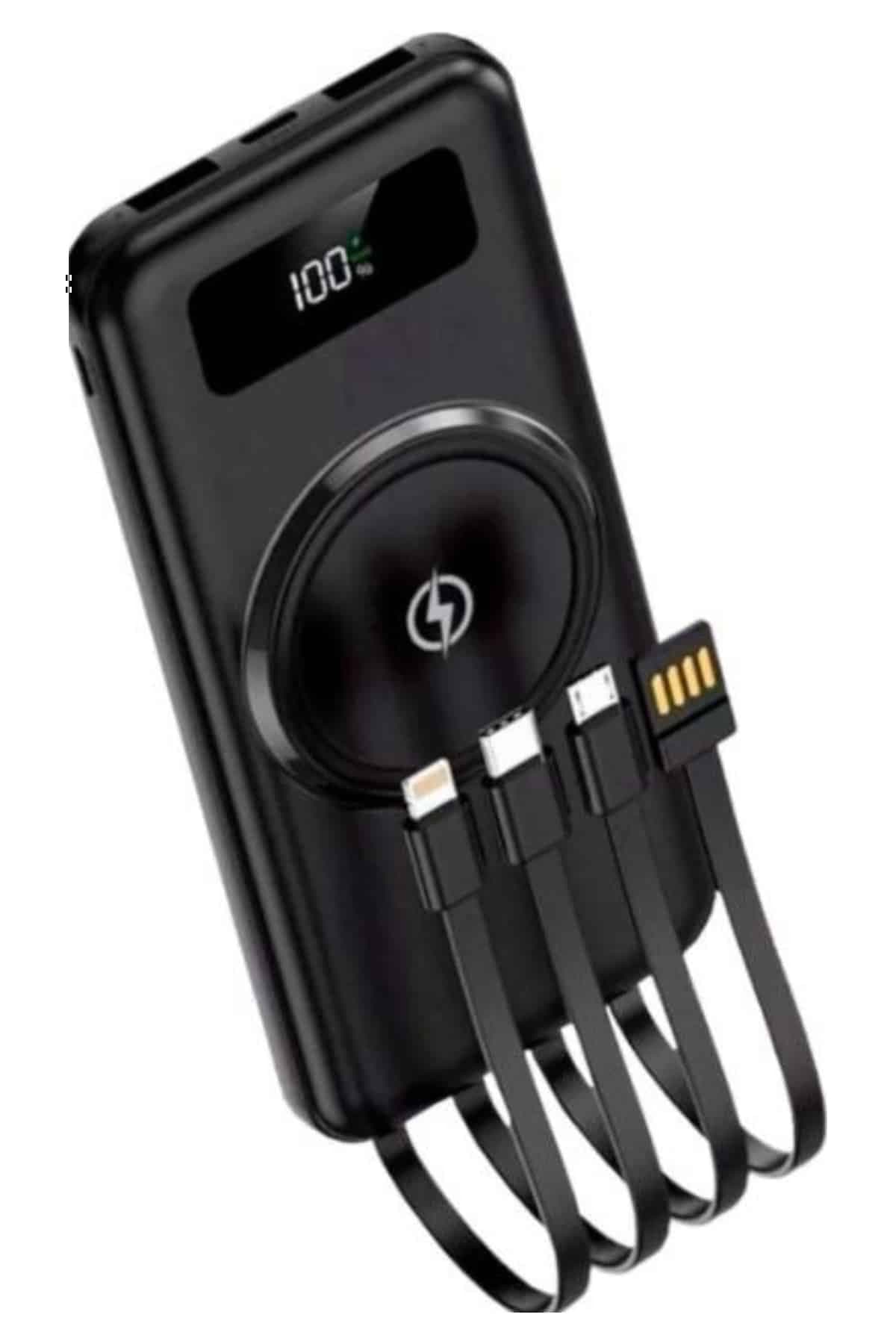 Kablosuz Çoklu Şarj Girişli 10.000 Mah Kablolu Powerbank Taşınabilir 3