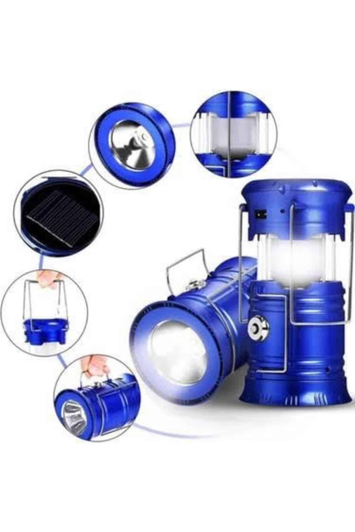 Kamp Lambası Solar Şarjlı Kızaklı Kamp Feneri Led Lamba Işıldak 3