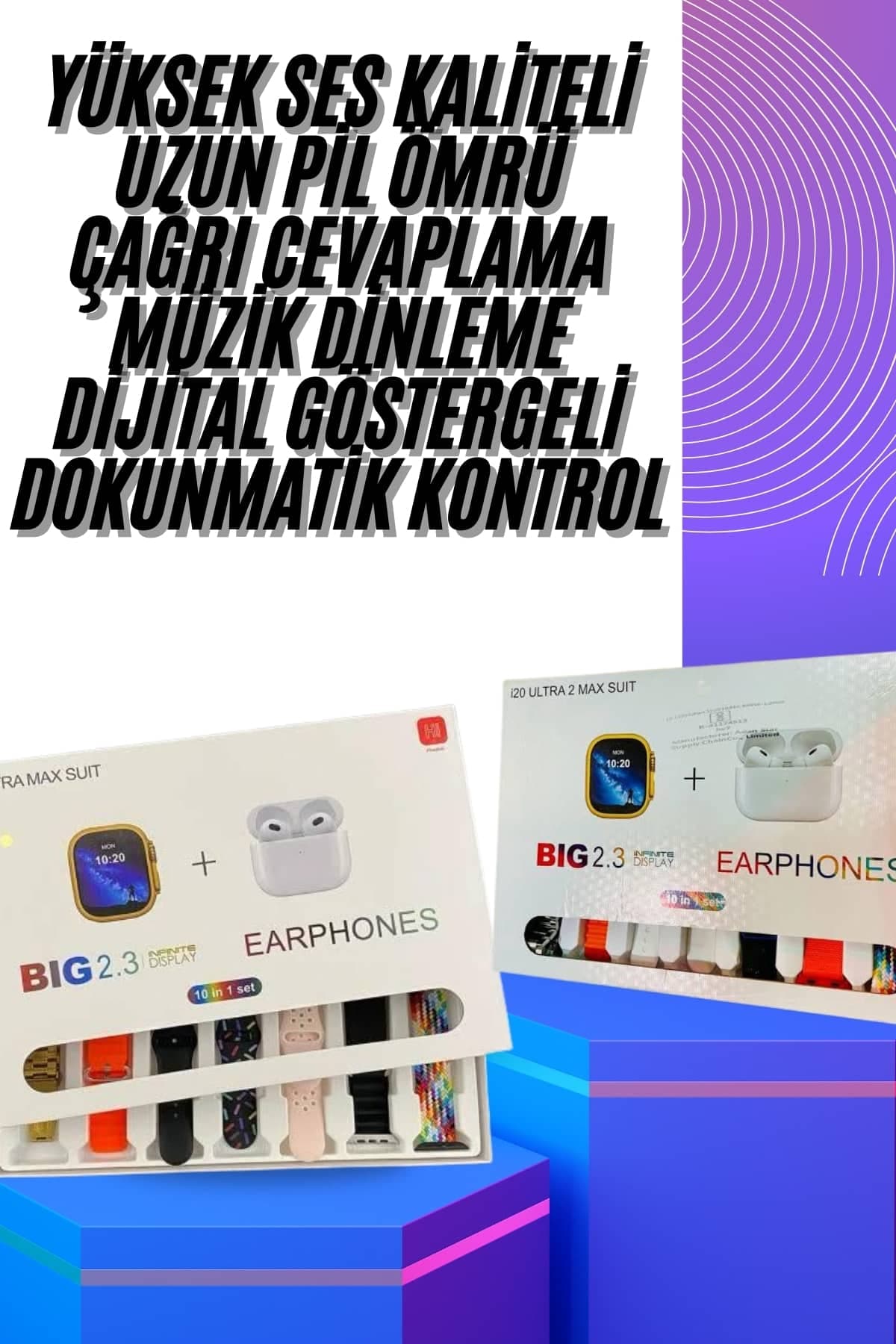 Akıllı Saat ve Air Pro Kulaklık 7 Kordonlu Çok Fonksiyonlu İkili Set 3