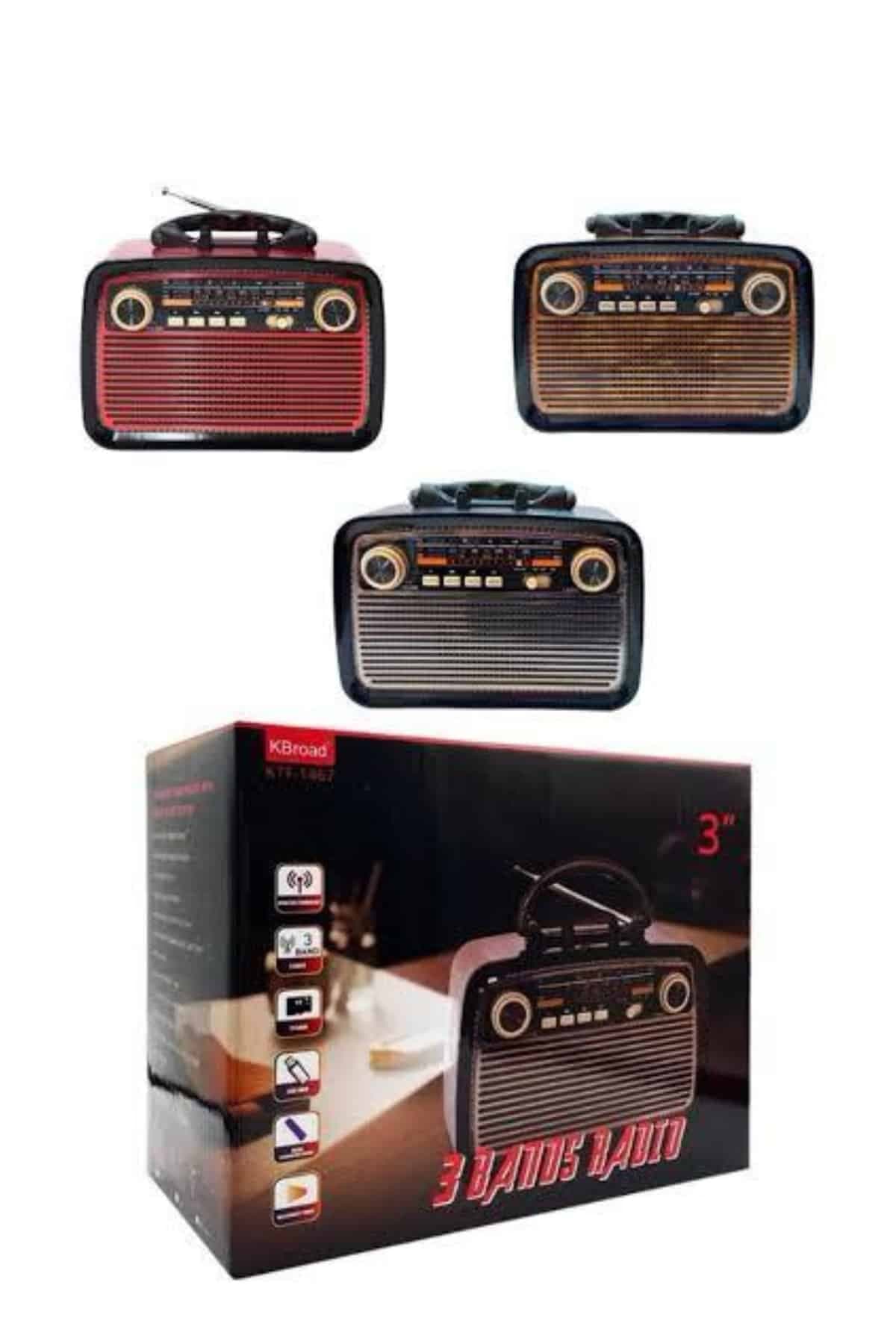 Nostaljik Görünümlü Ahşap Radyo TF SD USB Girişli Led Fener Işıklı 3