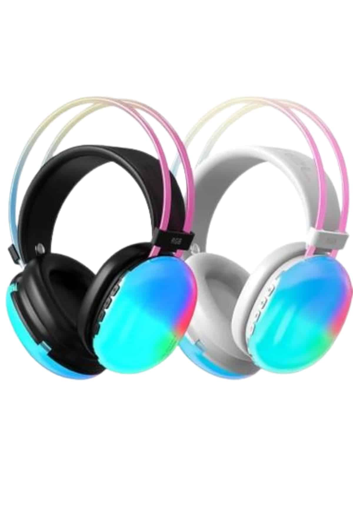 Kulak Üstü Kablosuz Bluetooth Kulaklık Unısex Renkli Işıklı Kulaklık 3