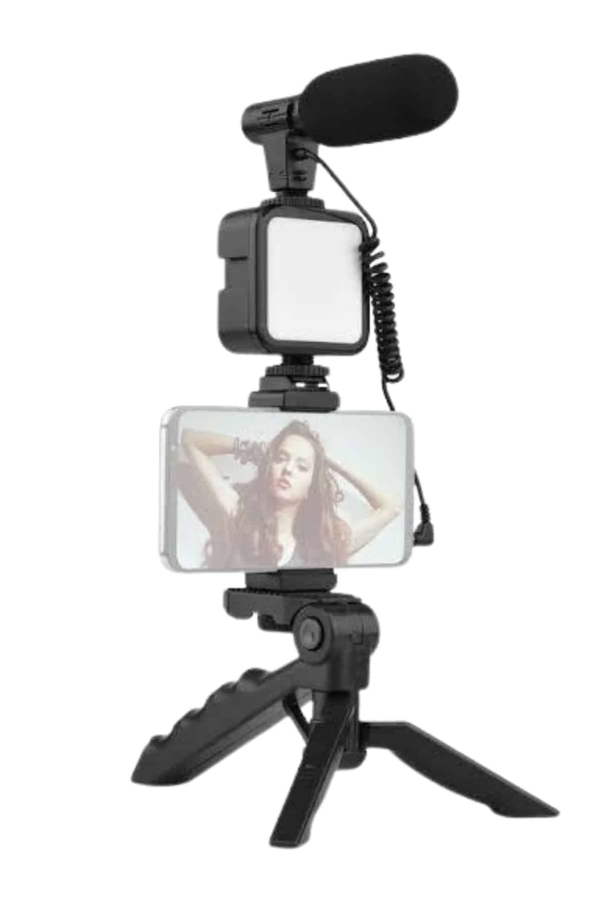 Tripod Telefon Tutucu Kumandalı Mikrofon Led Işık Vlog Video Kayıt 3